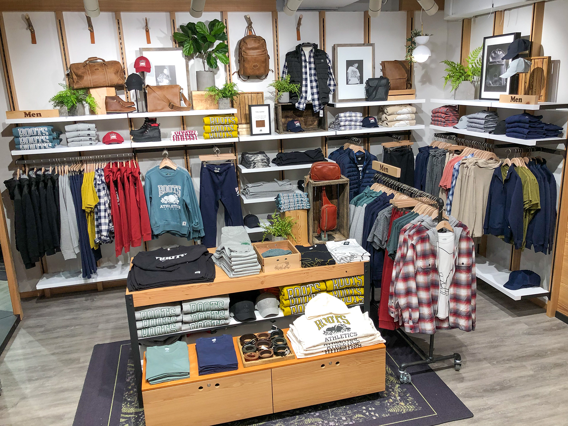 Apparel display for Roots