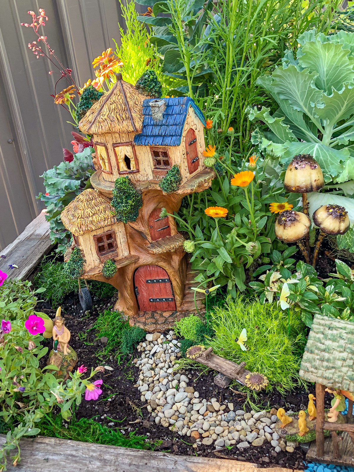 Planted fairy garden display for Chalet
