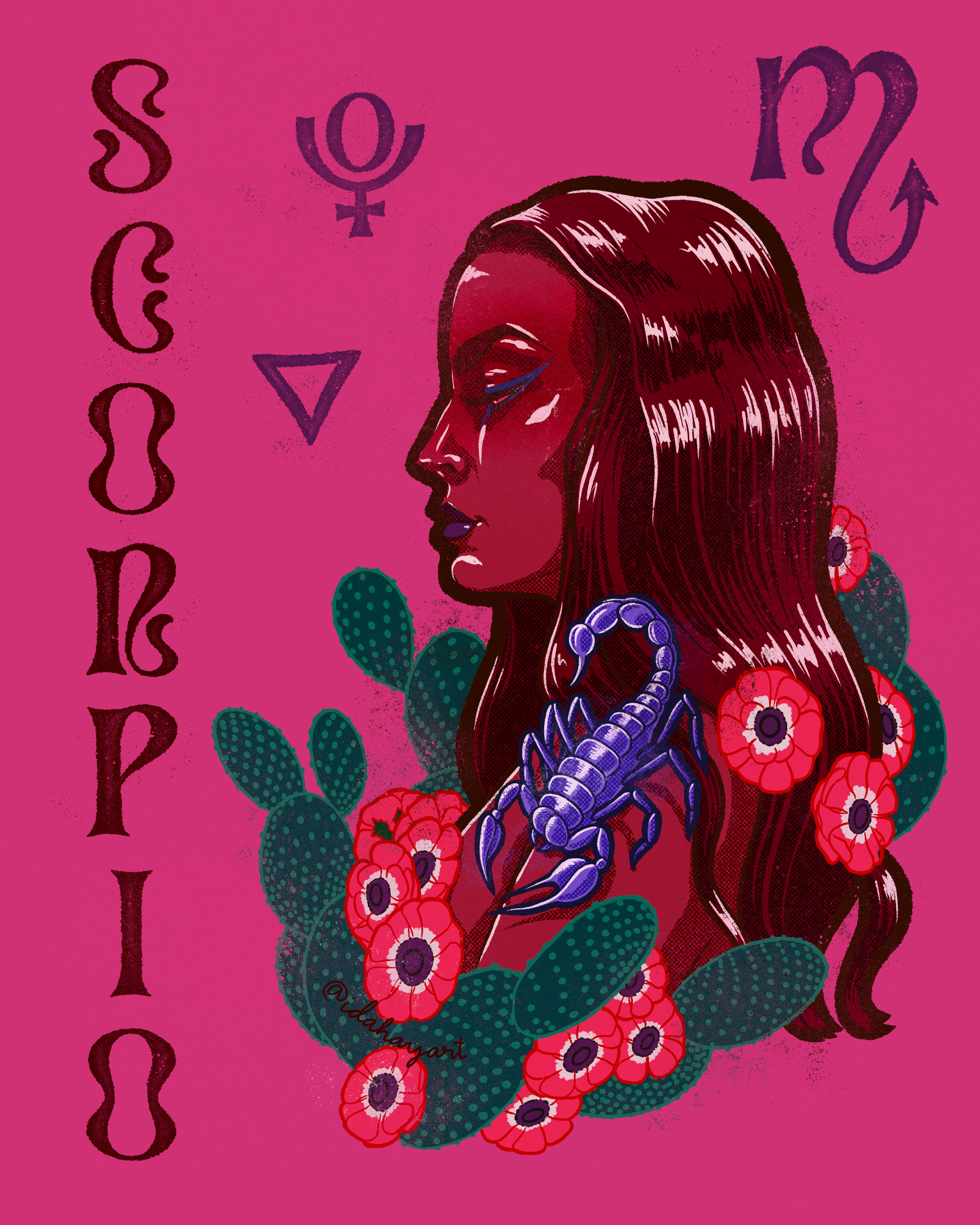 Scorpio, the eighth sign. Watery, ruled by Pluto. Birthdays October 23–November 21.