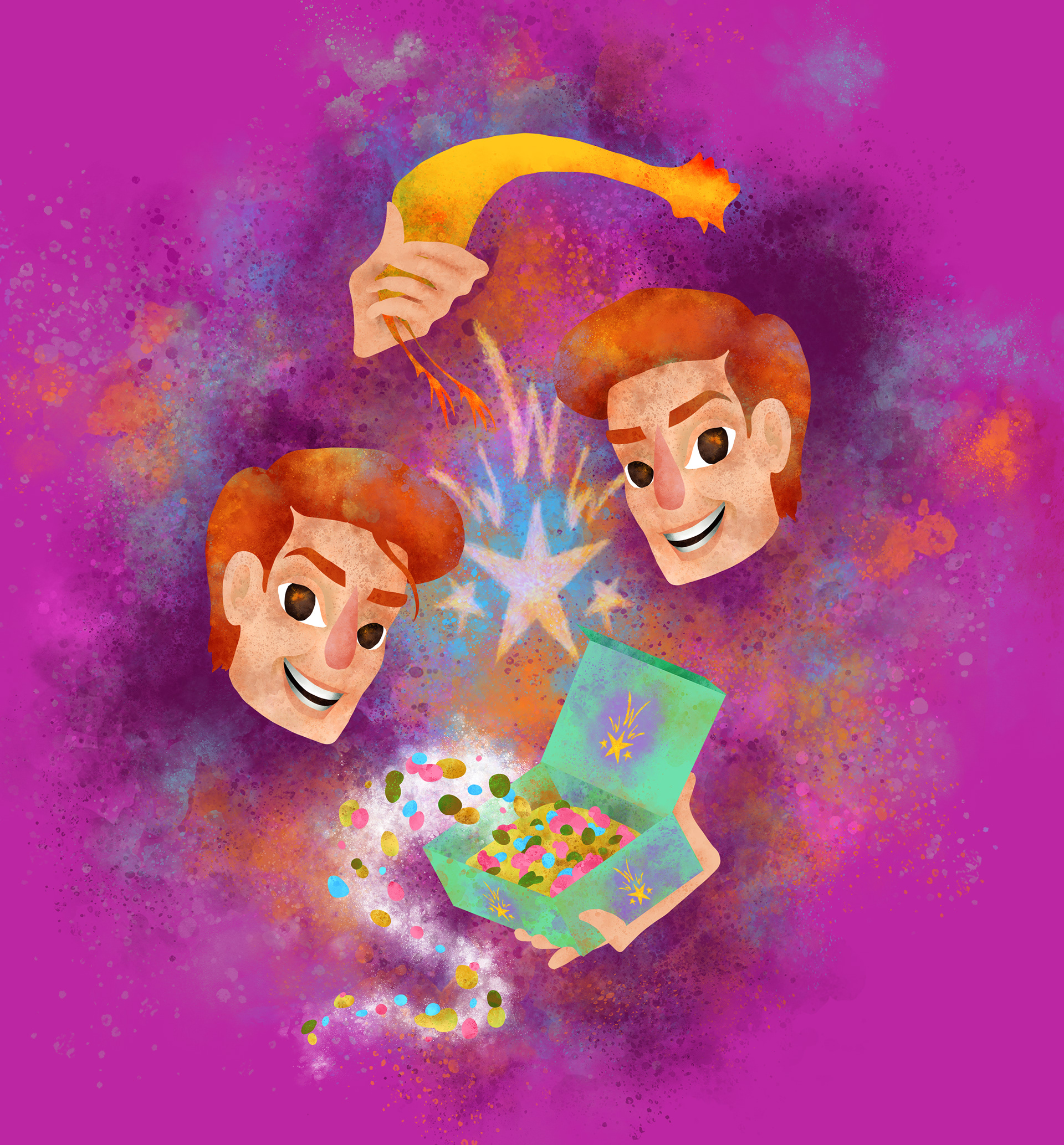 The Weasley twins from the Harry Potter franchise.