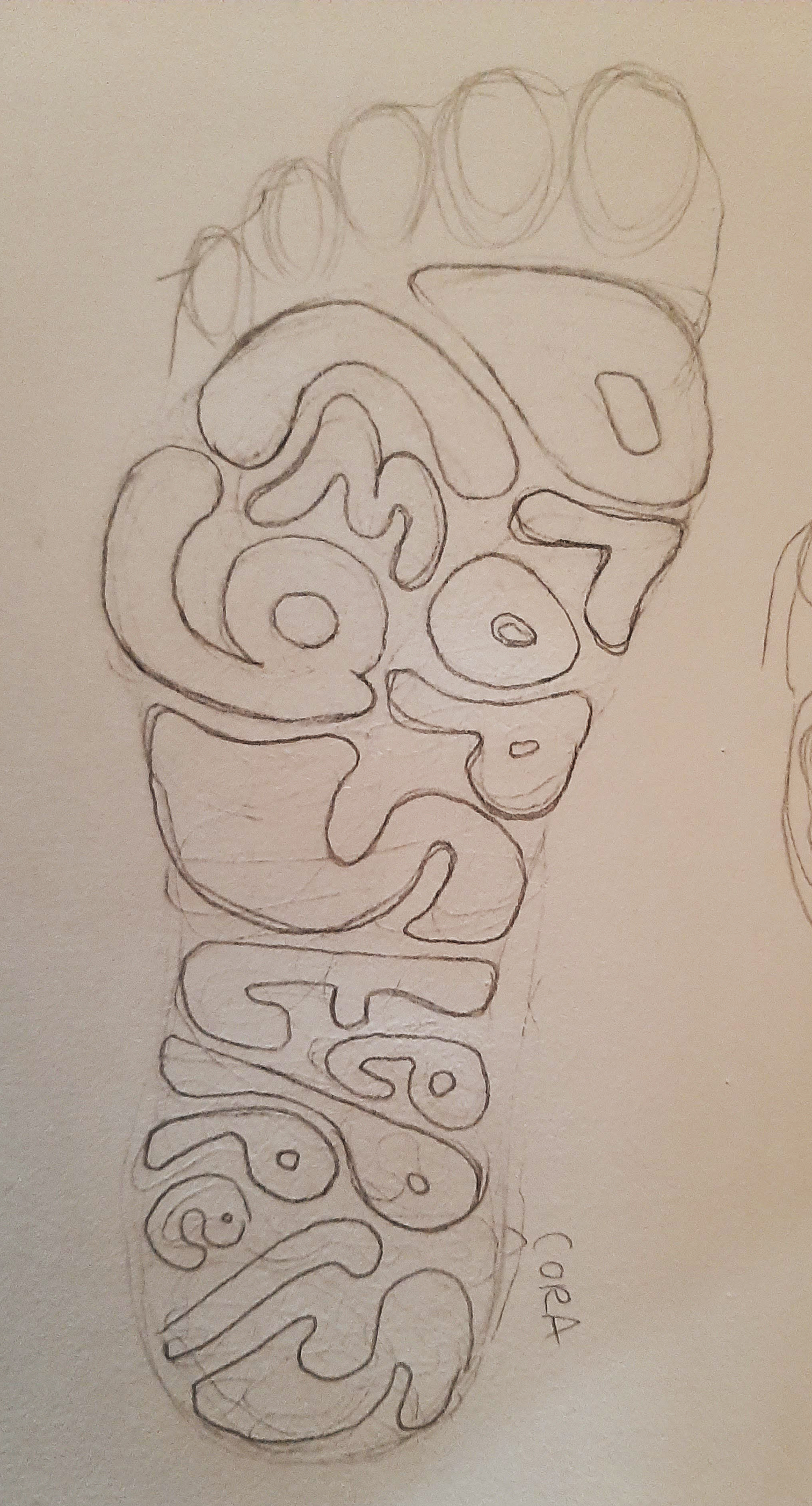 I used my daughters foot as a guide to draw this logo!