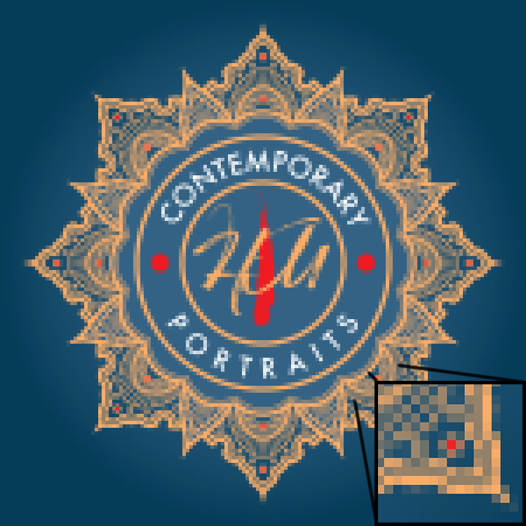 Highly Pixelated Complex Logo Image