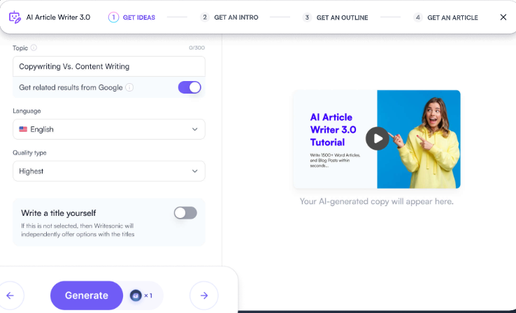 Write SEO-optimized content with AI