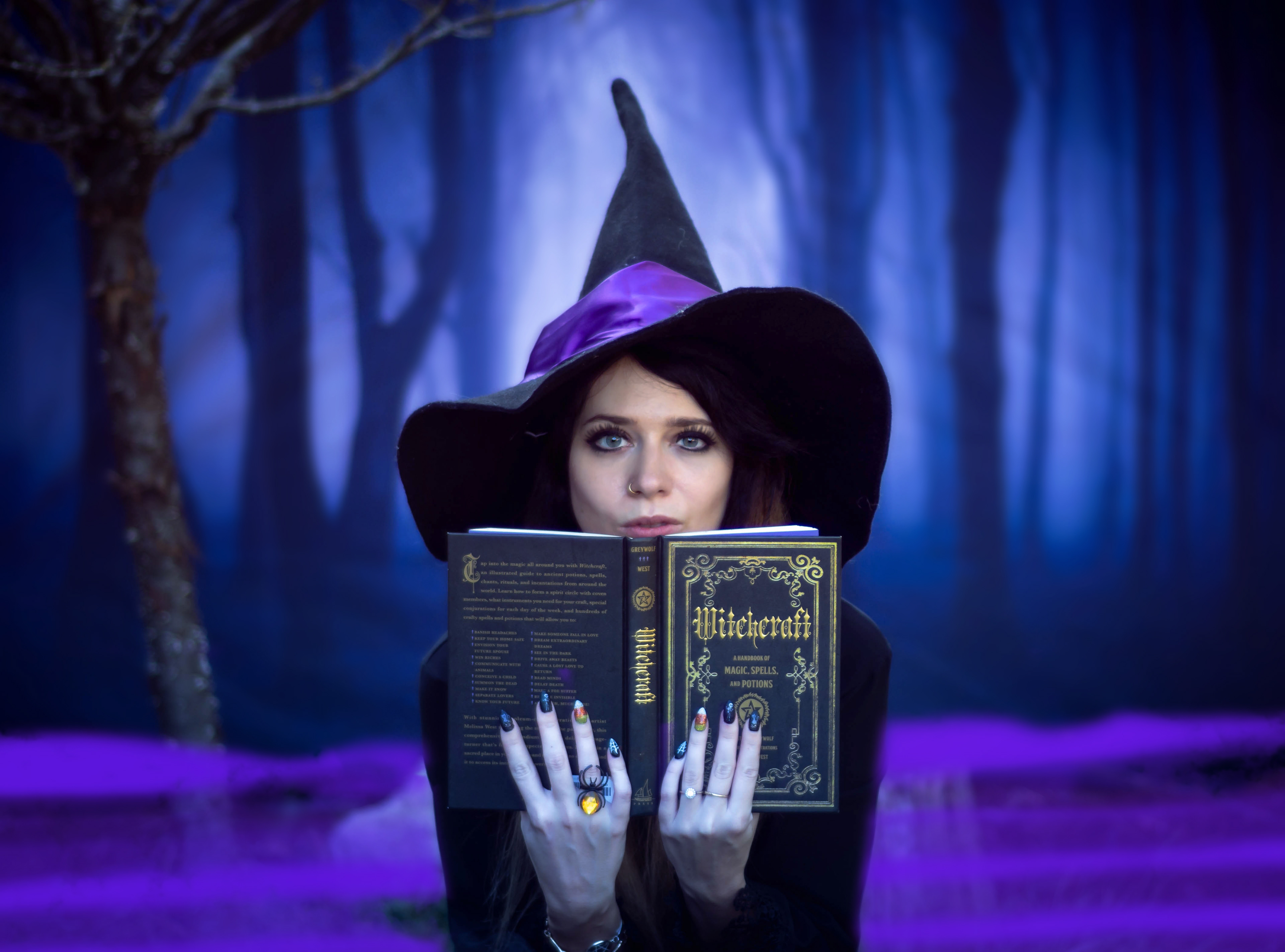 book, hat, backdrop