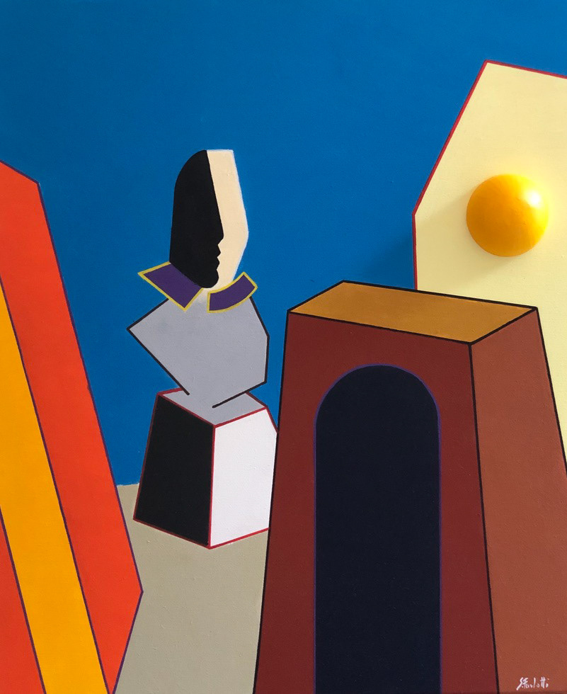 "Il sedicente gran secolo", 2021, acrilico e stampa 3d su tela, 60x50, DISPONIBILE (per info scrivere a questo indirizzo: sebastianofurlotti@gmail.com )