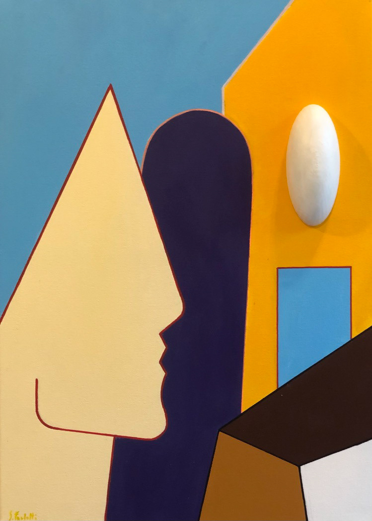 "Riflessione morale", 2021, acrilico e stampa 3d su tela, 70x50, DISPONIBILE (per info scrivere a questo indirizzo: sebastianofurlotti@gmail.com )
