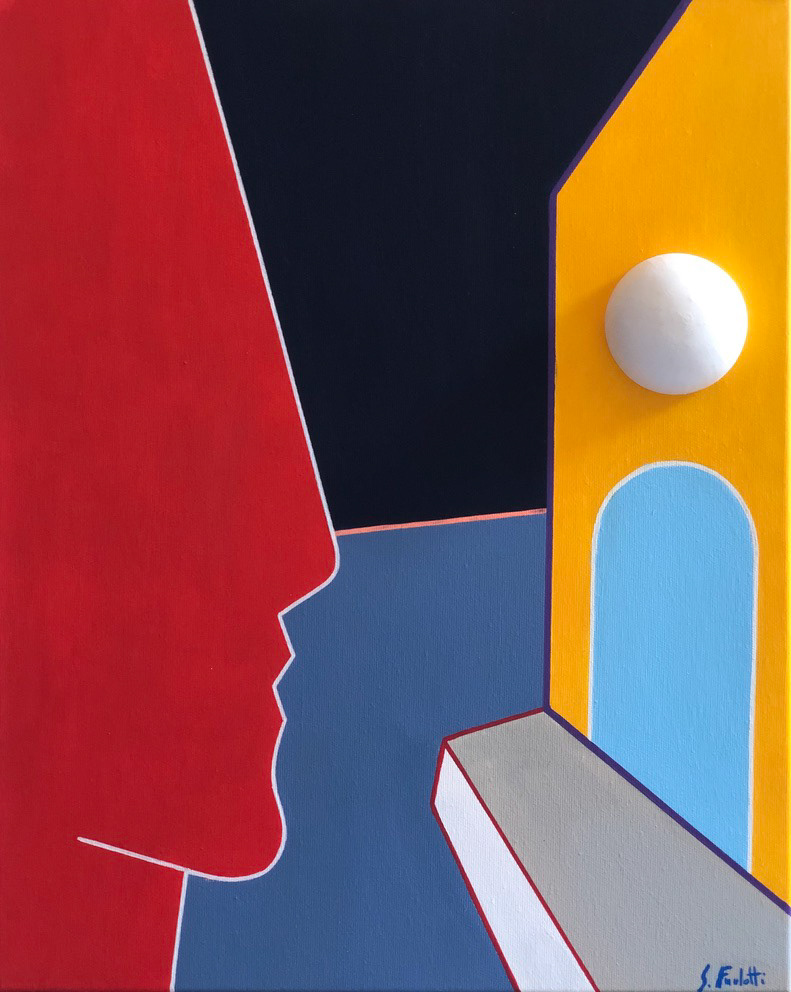 "Generale dissoluzione", 2021, acrilico e stampa 3d su tela, 50x40, DISPONIBILE (per info scrivere a questo indirizzo: sebastianofurlotti@gmail.com )