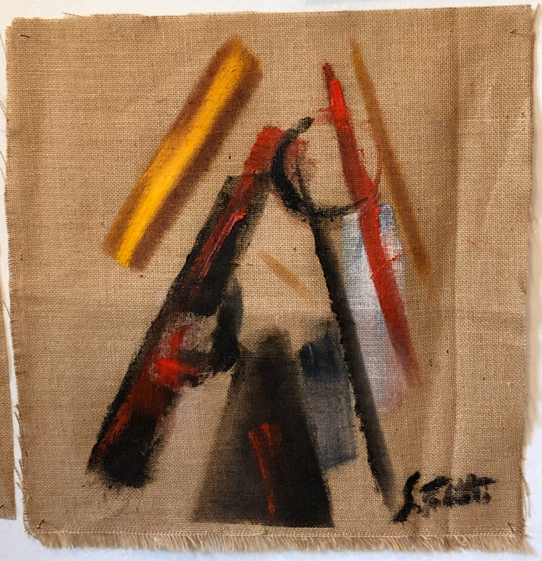 S 40x40, olio su iuta