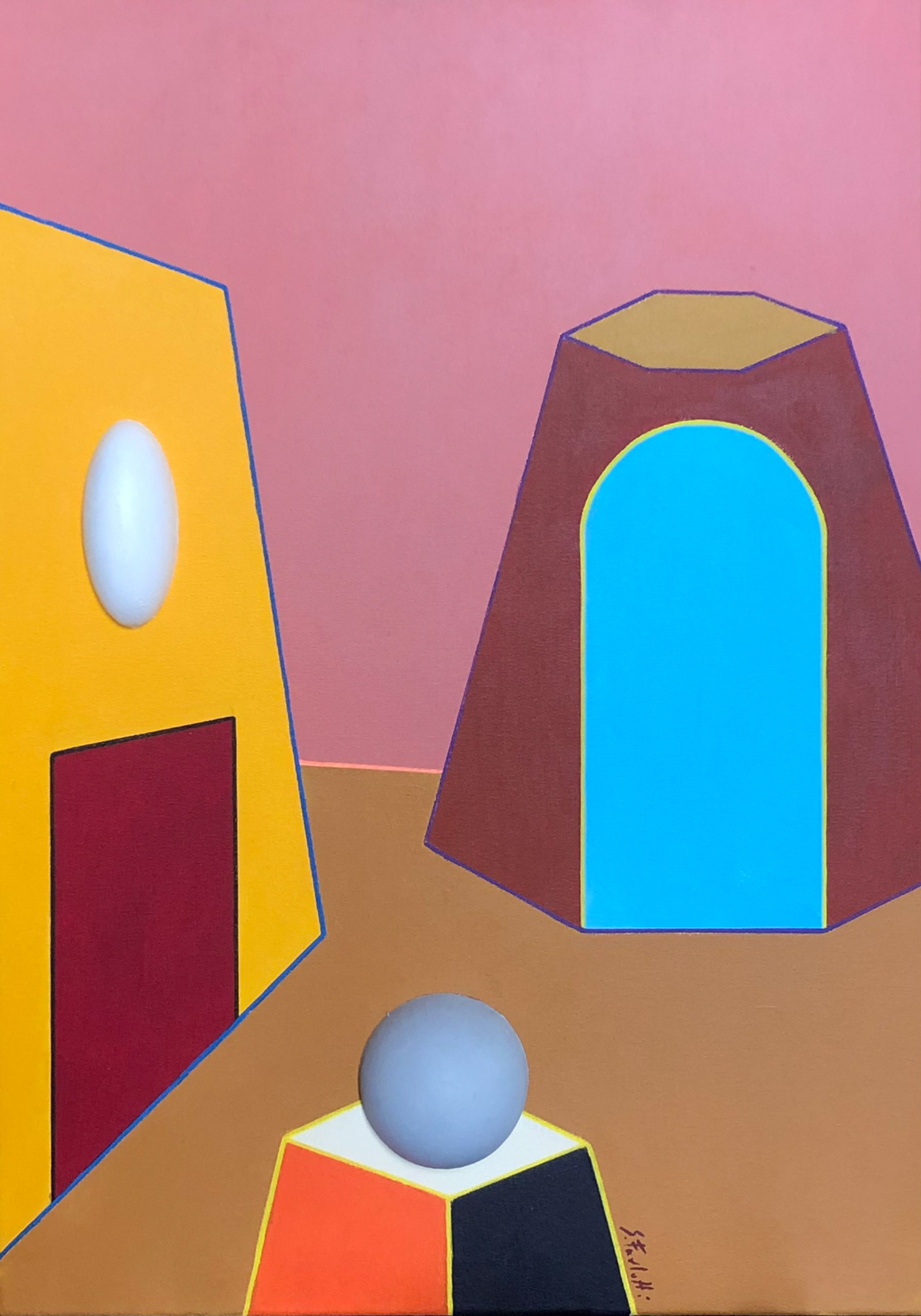 "La porta dell'inferno in paradiso", 2022, acrilico e stampa 3d su tela, 70x50, DISPONIBILE (per info scrivere a questo indirizzo: sebastianofurlotti@gmail.com )