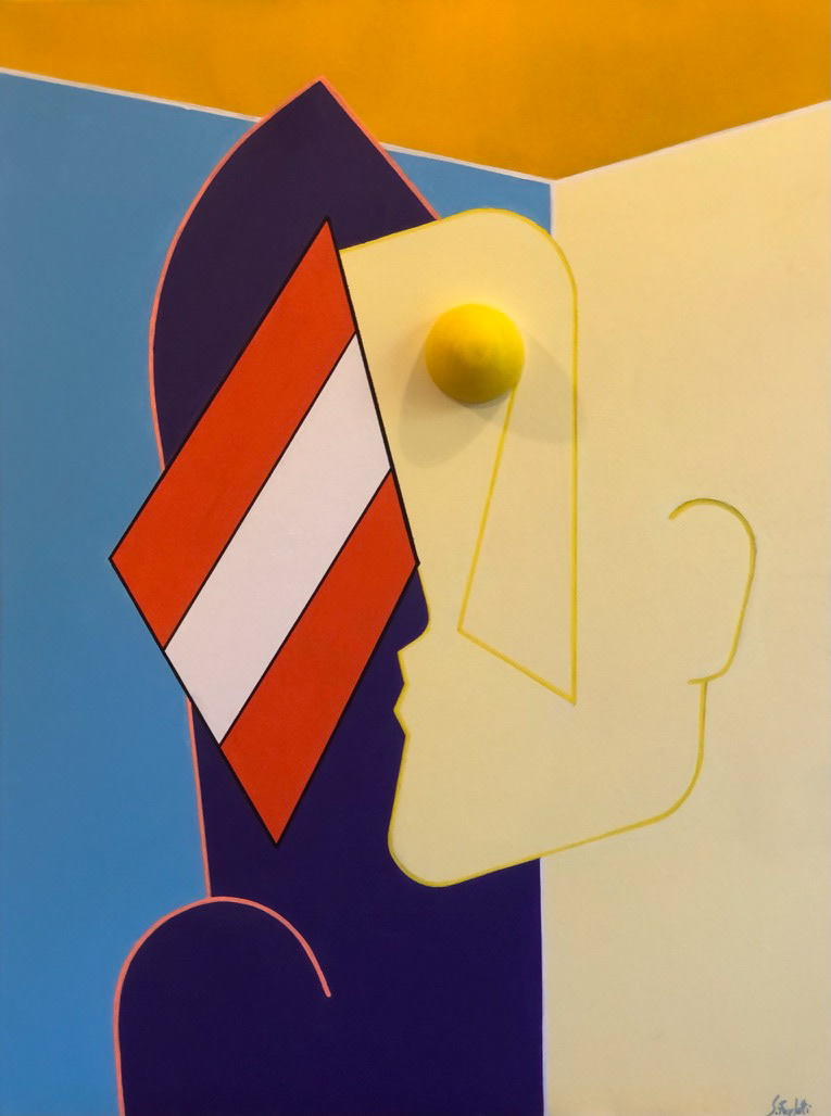 "Sinfonie interiori", 2021, acrilico e stampa 3d su tela, 80x60, DISPONIBILE (per info scrivere a questo indirizzo: sebastianofurlotti@gmail.com )