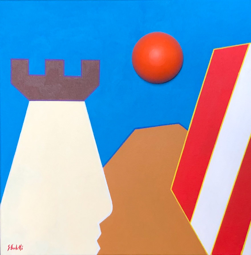 "Il re", 2021, acrilico e stampa 3d su tela, 50x50, DISPONIBILE (per info scrivere a questo indirizzo: sebastianofurlotti@gmail.com )
