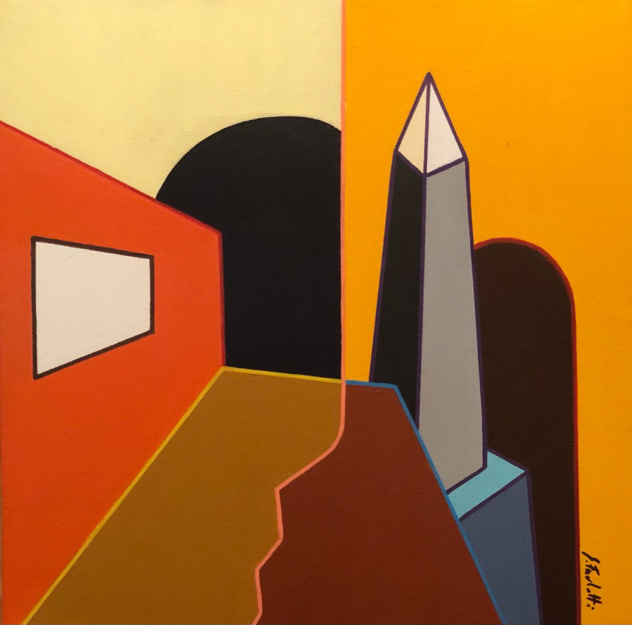 "Gli intrusi", 2022, acrilico su tela, 40x40, DISPONIBILE (per info scrivere a questo indirizzo: sebastianofurlotti@gmail.com )