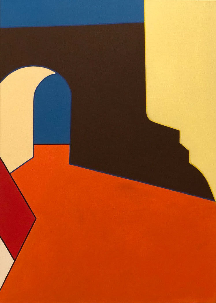 "Scomposizione I de "Il rumore del vento sotto gli archi"", 2021, acrilico su tela, 70x50, COLLEZIONE PRIVATA