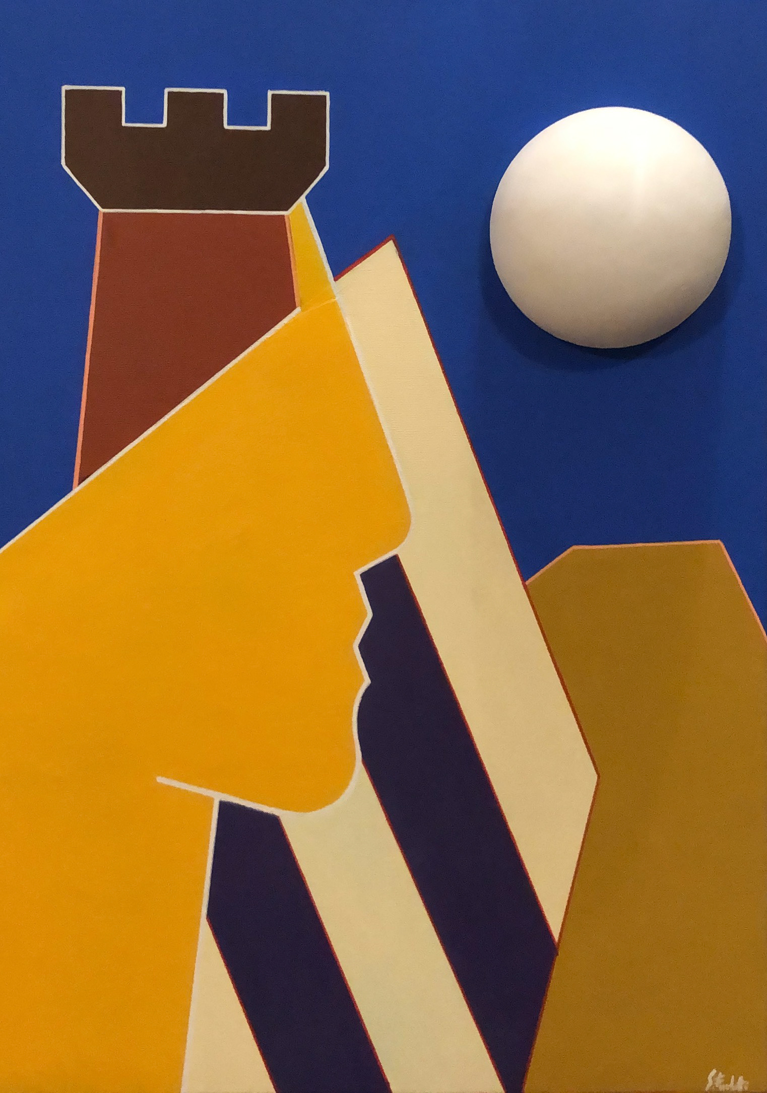 "Il terrore del sogno", 2021, acrilico e stampa 3d su tela, 70x50, COLLEZIONE PRIVATA