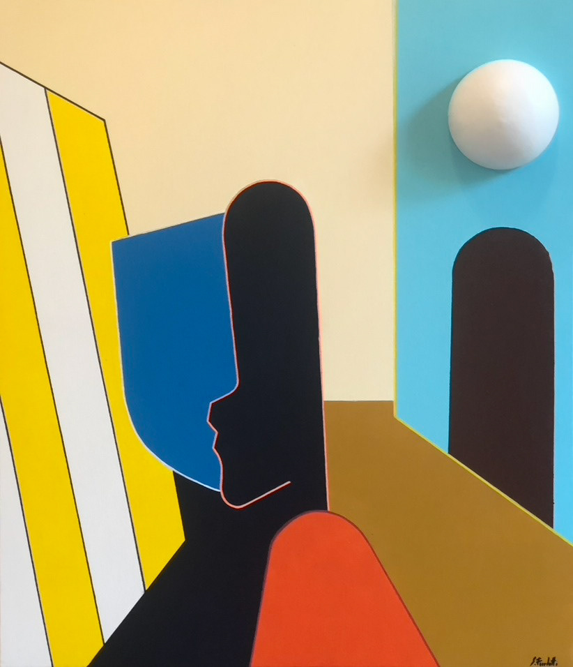 "La giovialità dell'uomo", 2021, acrilico e stampa 3d su tela, 70x60, DISPONIBILE (per info scrivere a questo indirizzo: sebastianofurlotti@gmail.com )