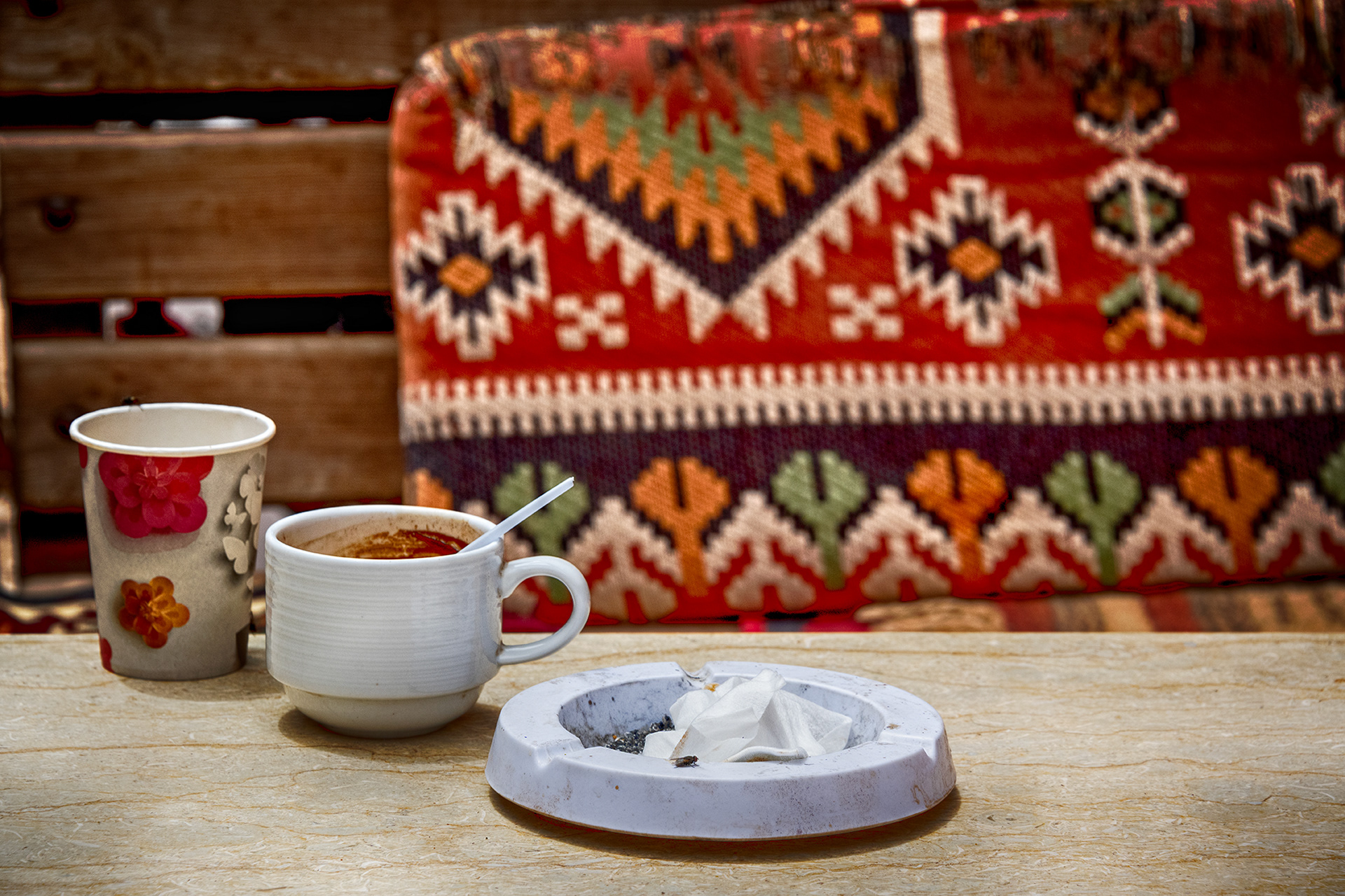Coffee and prayer mat