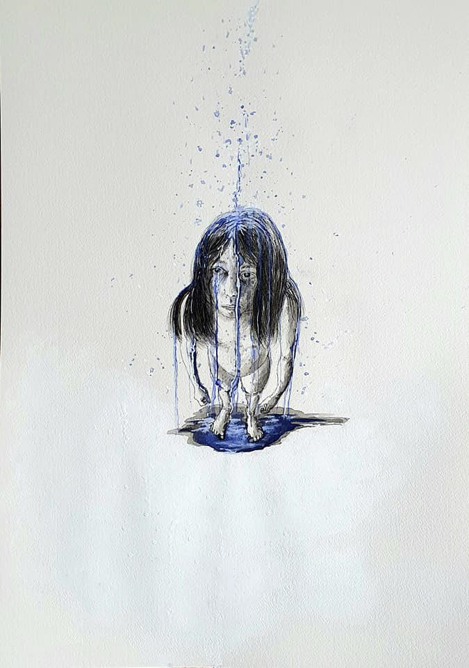 "After the rain..." Mixed media on paper,  36 × 51 centimeters Monday 25 January 2021
