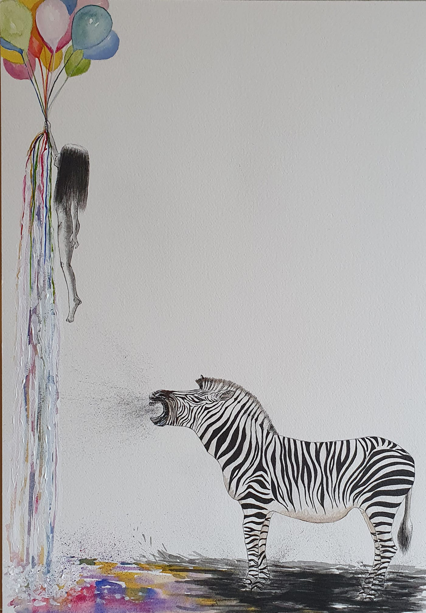 "I'm fine don't worry!" Technique mixte, 36×51 cm Mars 2021 VENDUE
