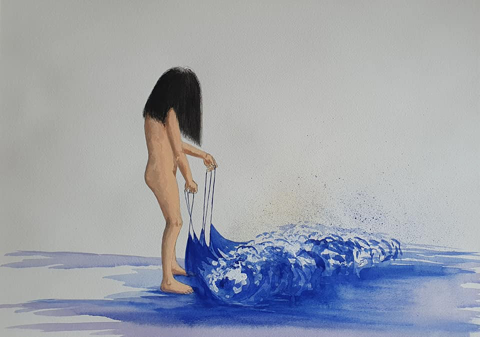 "SCUM OF DREAMS" Mixed media on paper 36 x 51 cm April 2021 VENDUE