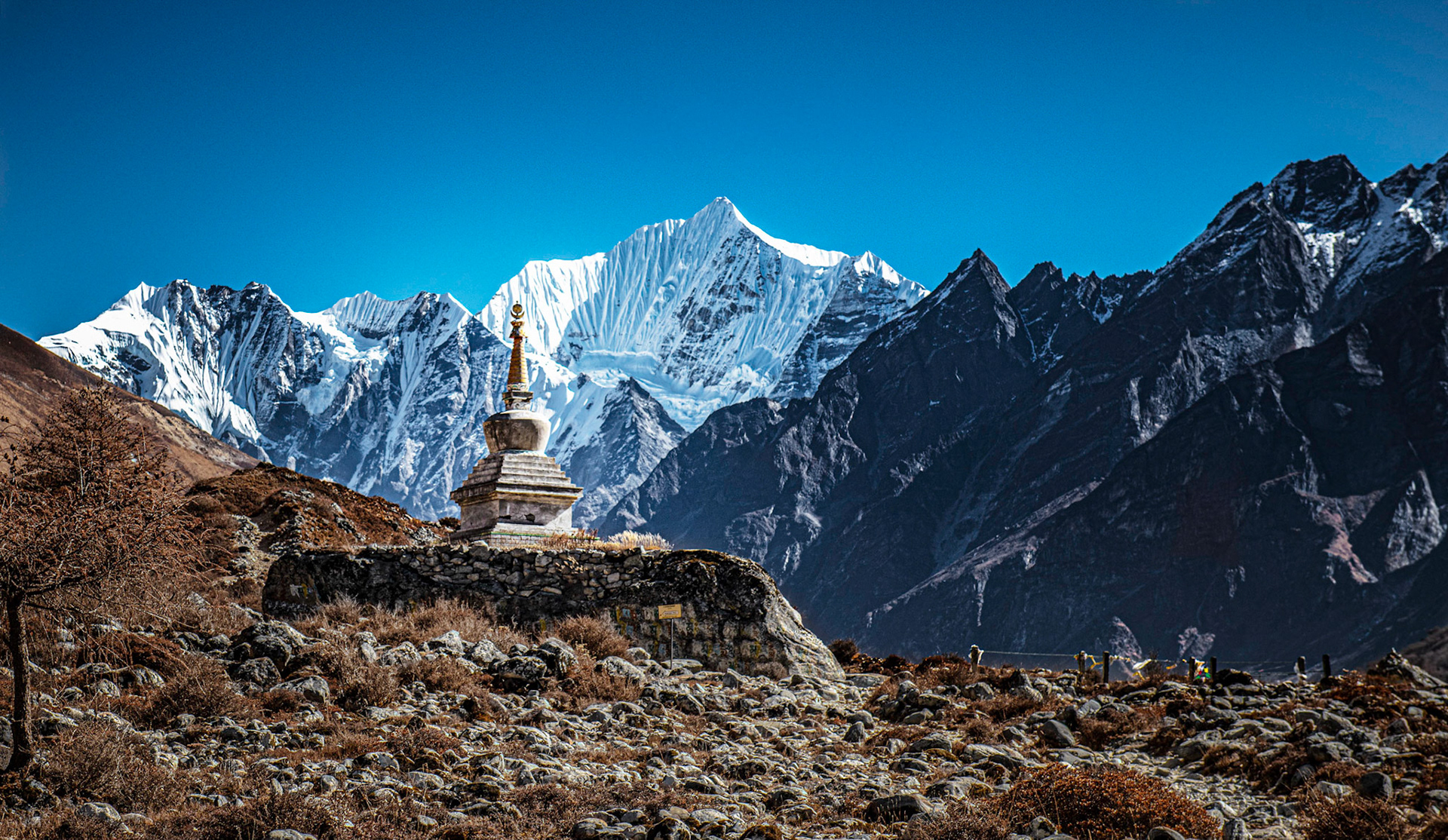 Stupa on the Langtang Trek in the Himalayas, Nepal