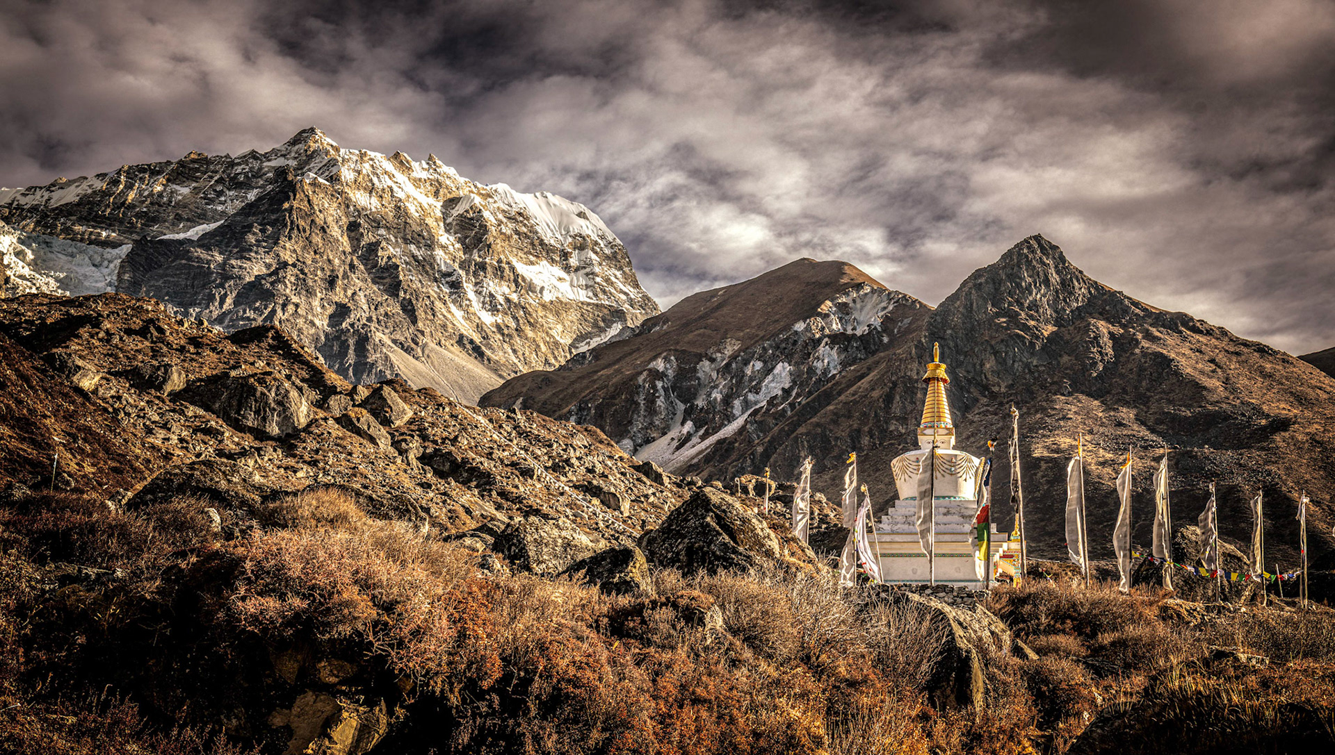 Stupa on the Langtang Trek in the Himalayas, Nepal