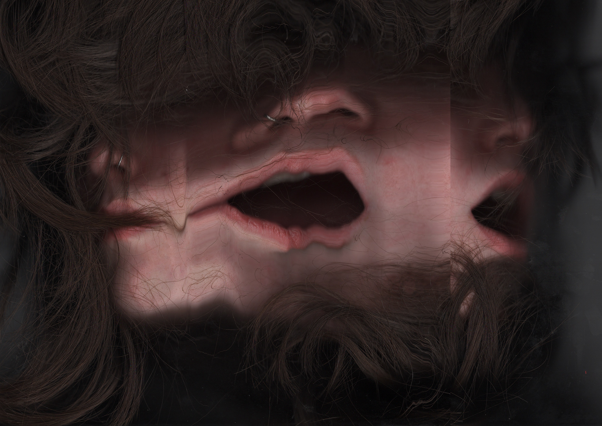 Printer scanner work - grief through abstraction of face (2024)