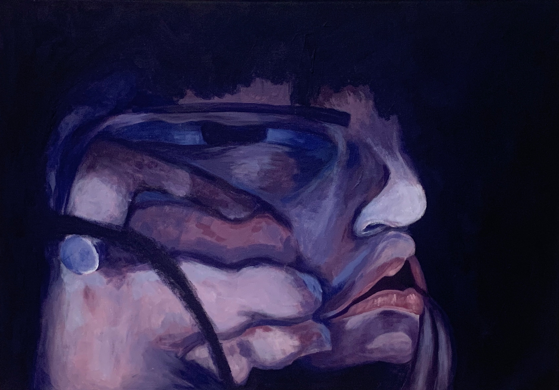 Painting of face scan (2024) - Acrylic on A2 canvas