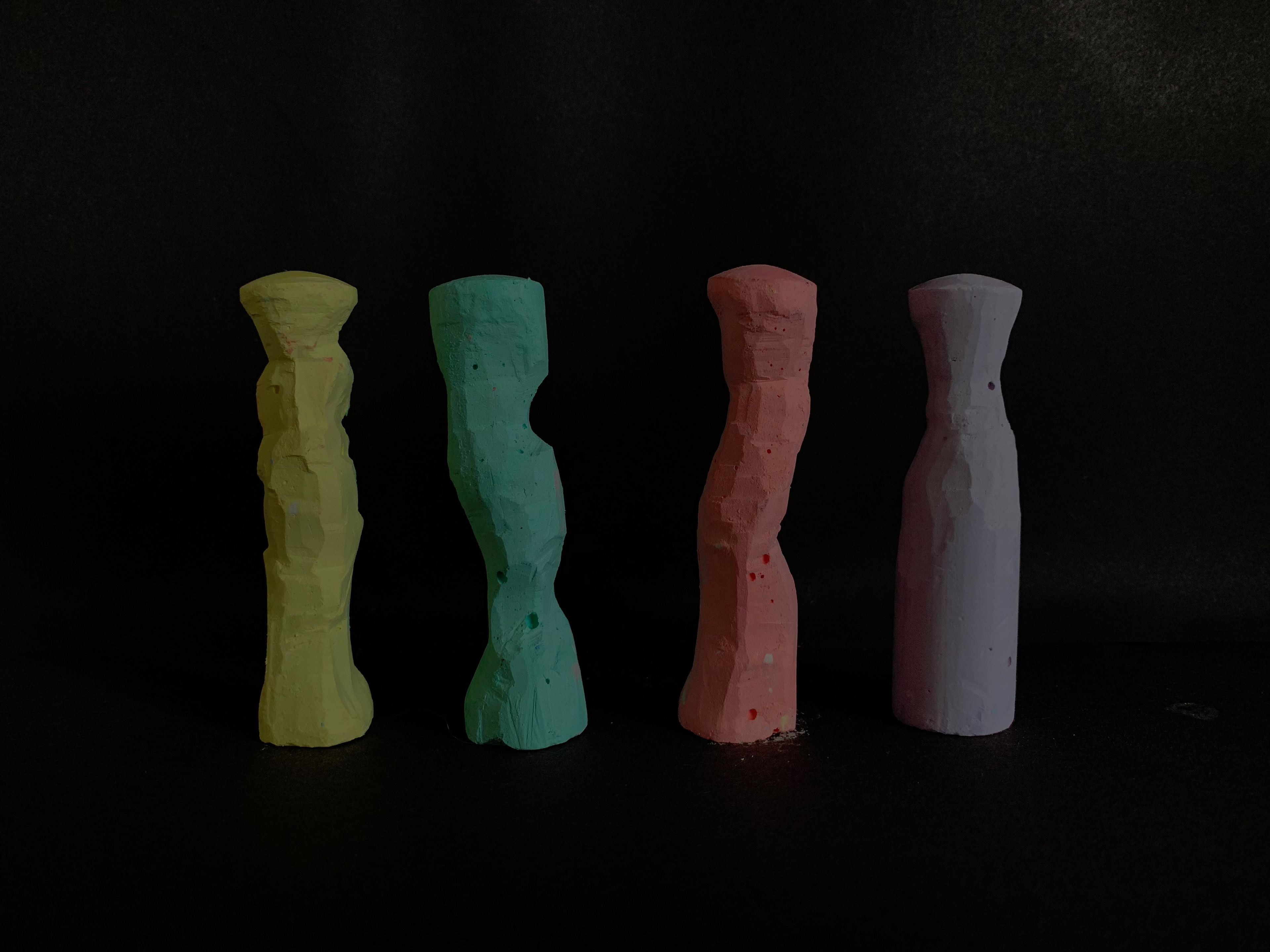 Focus on chalk sticks, different forms (2024)