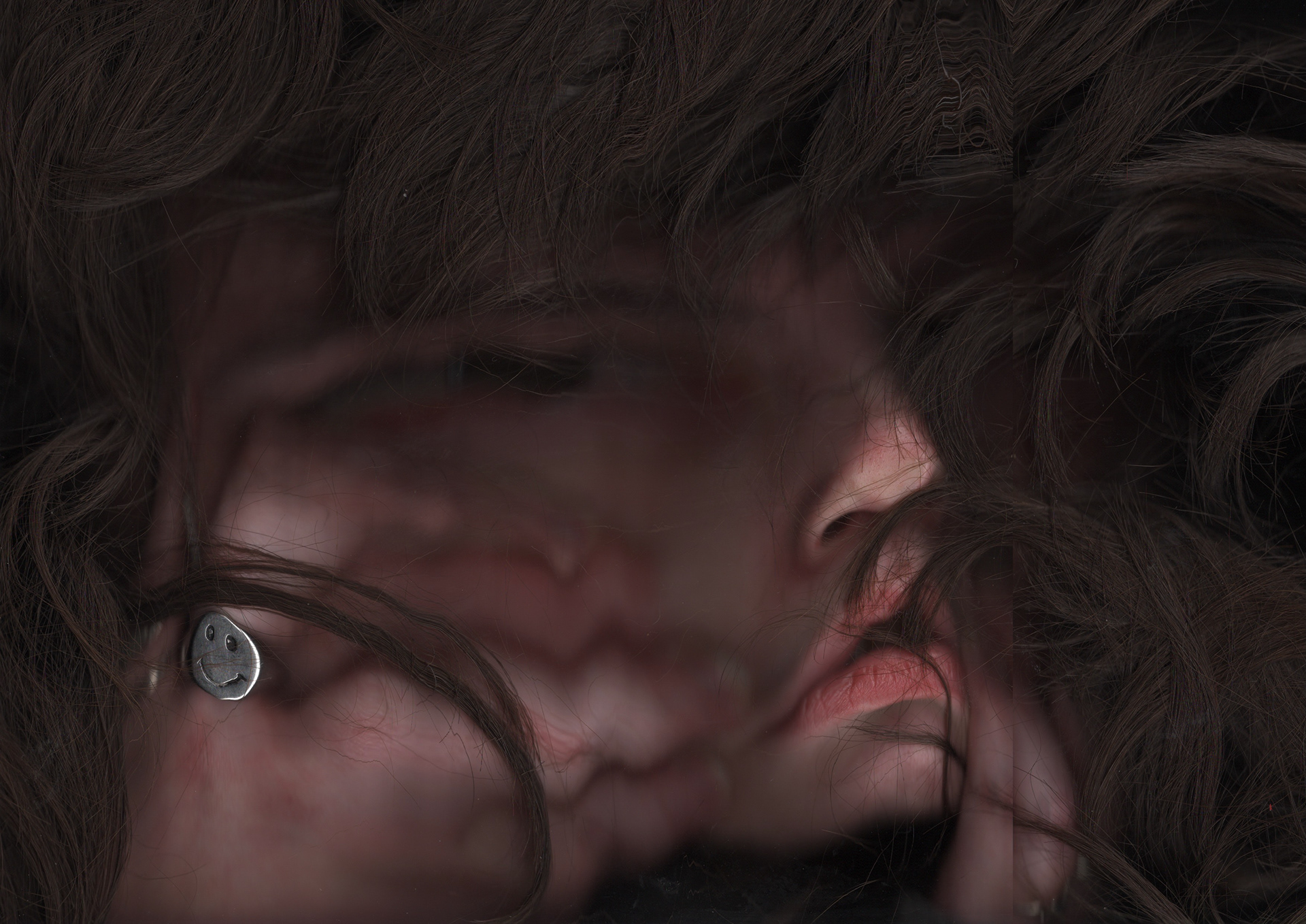Printer scanner work - grief through abstraction of face (2024)