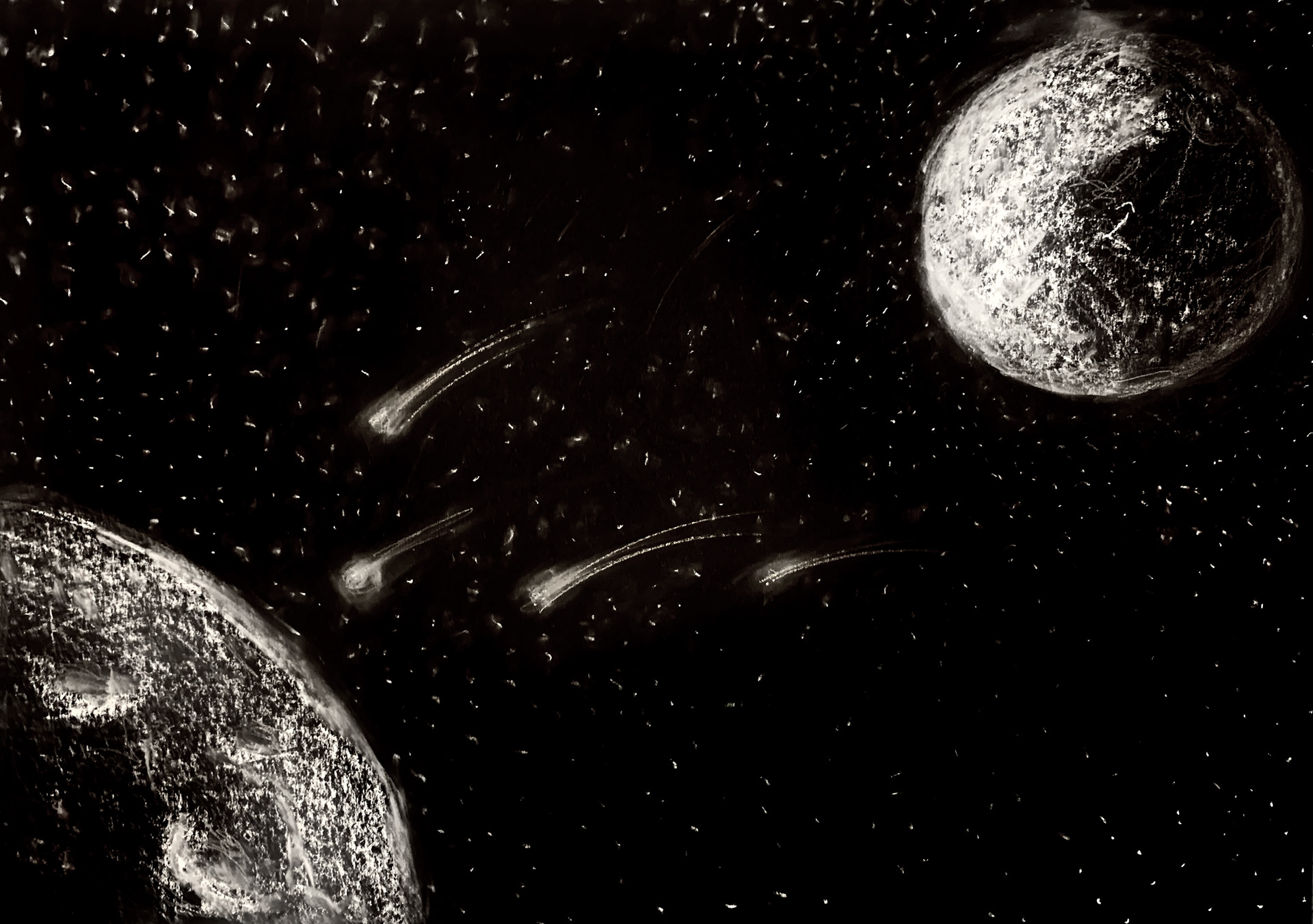 Chalk & Graphite on A2 black paper (2024)