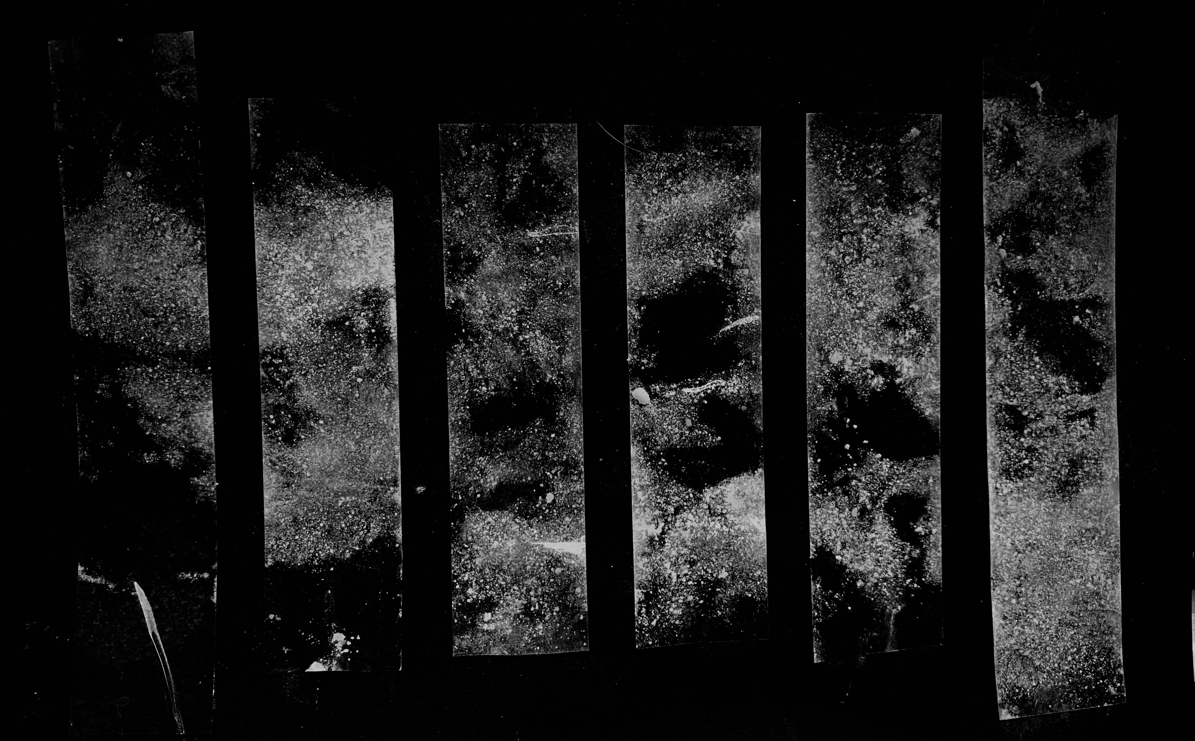 Chalk & sellotape on A6 black paper (2024) 