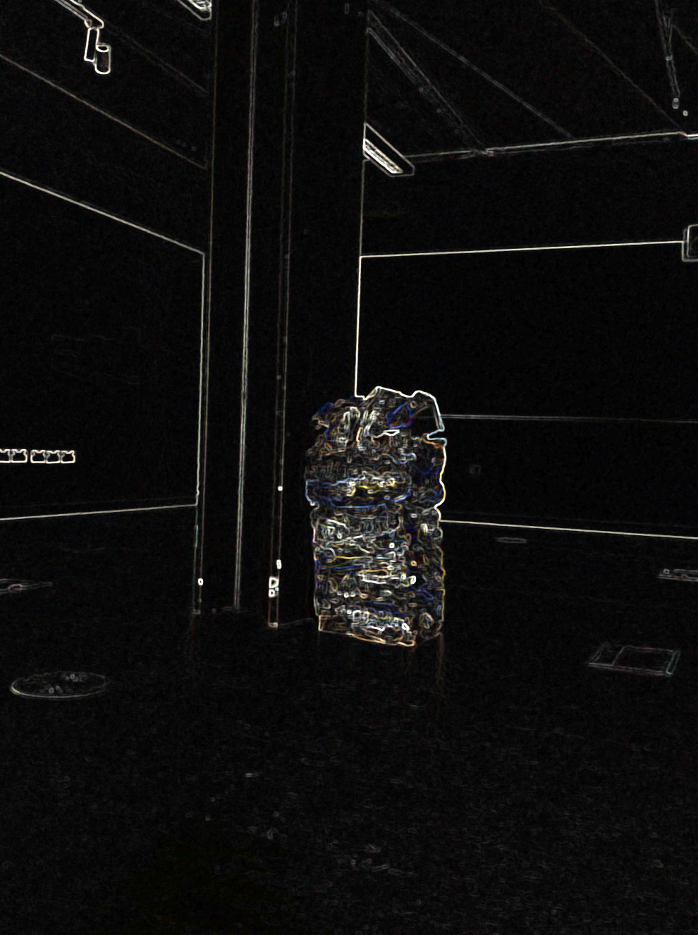 Bin sculpture obscured within environment - photoshop edit (2023) 