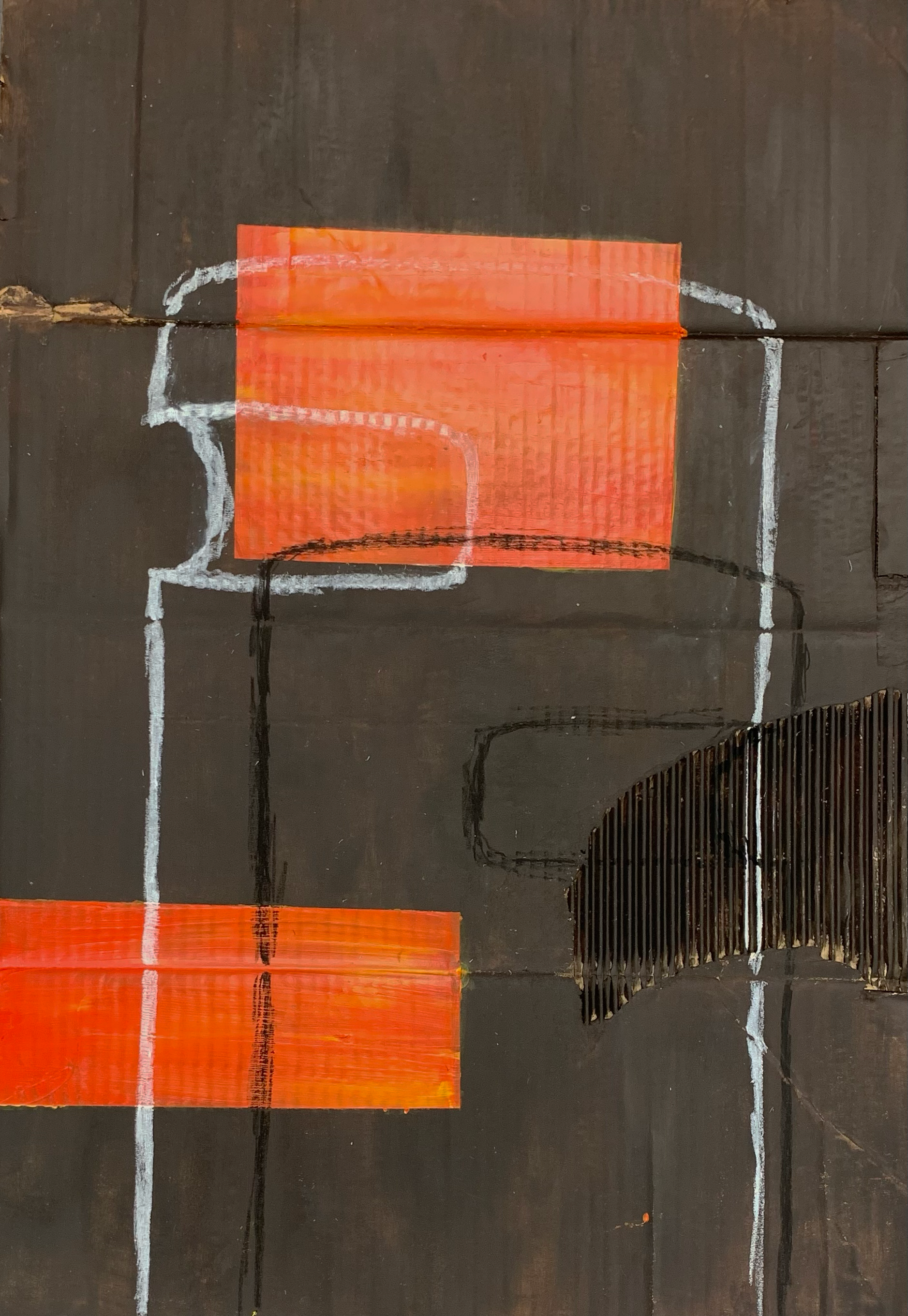 5 way bin - 5 different perspectives, acrylic on cardboard (2023) 