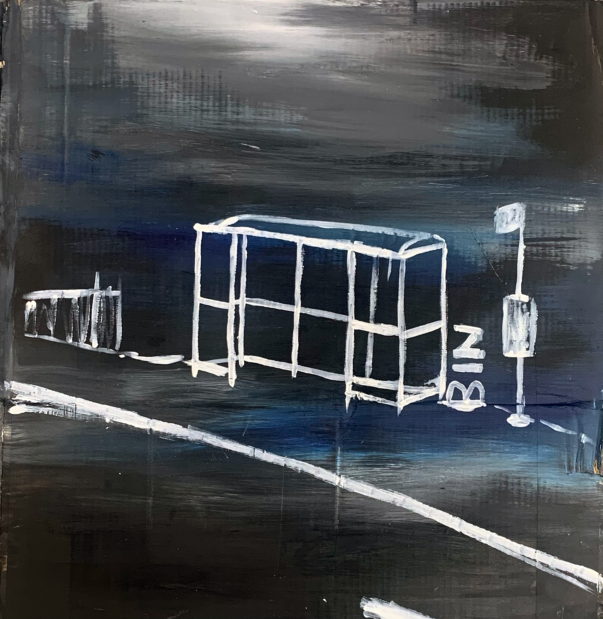 Exploring text through replacing objects - acrylic on cardboard (2023)