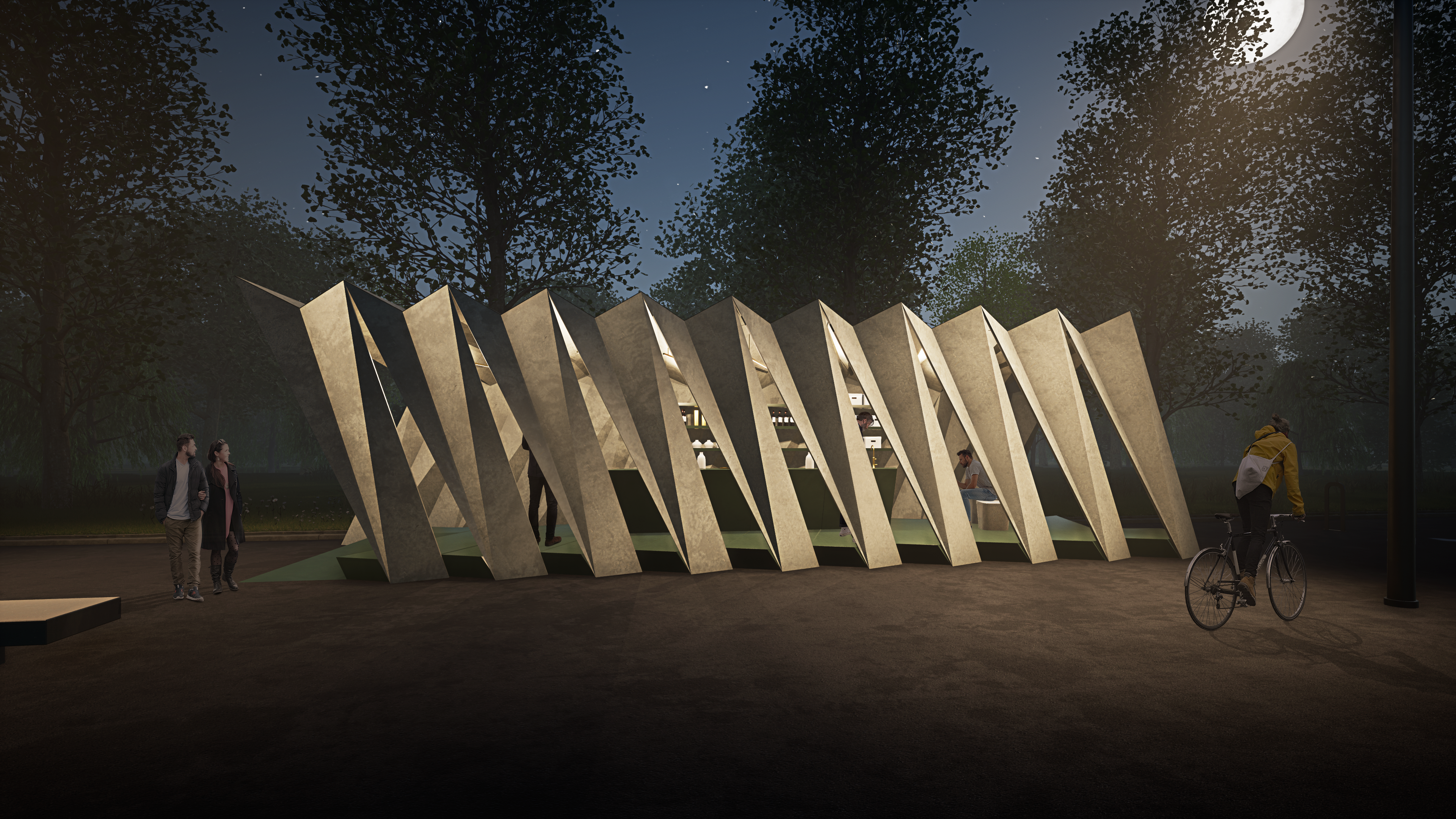 UOOU Studio, Park Pavilion, Sustainable Concrete, Hospitality, Food and Beverages, Nature, Sustainable Architecture, Design, Temporary Architecture