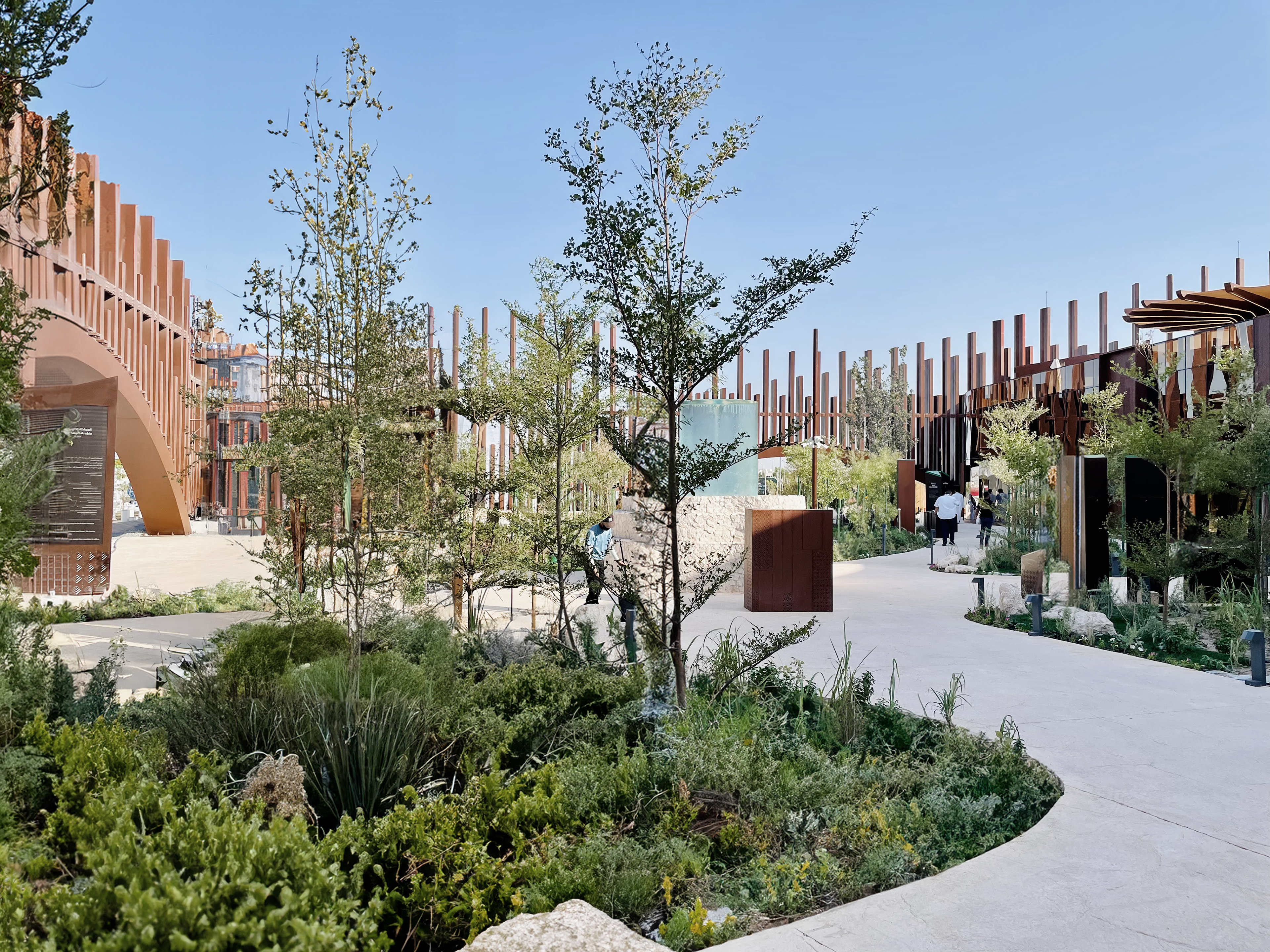 Internal lush garden with various species of Saudi Arabian plants