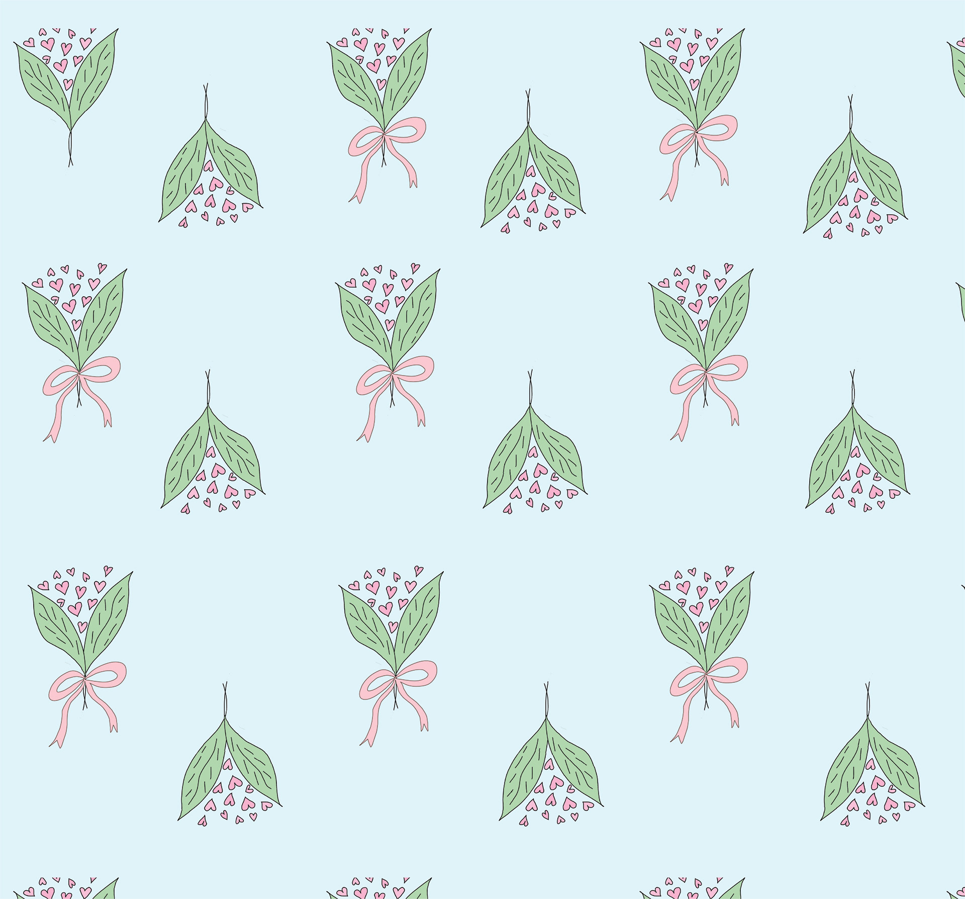HELLO LOVE PATTERN ON BLUE
