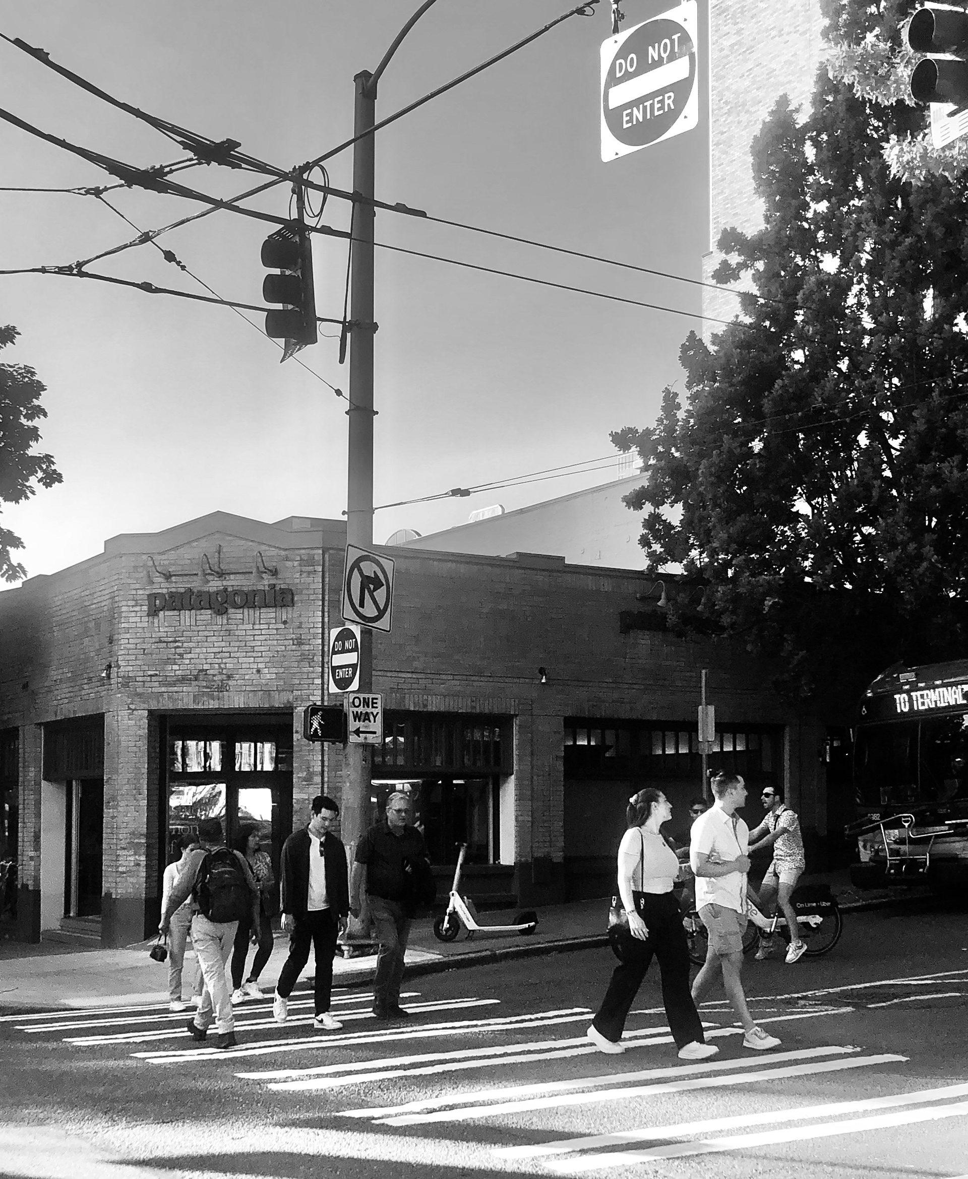 Patagonia in Seattle, in black and white