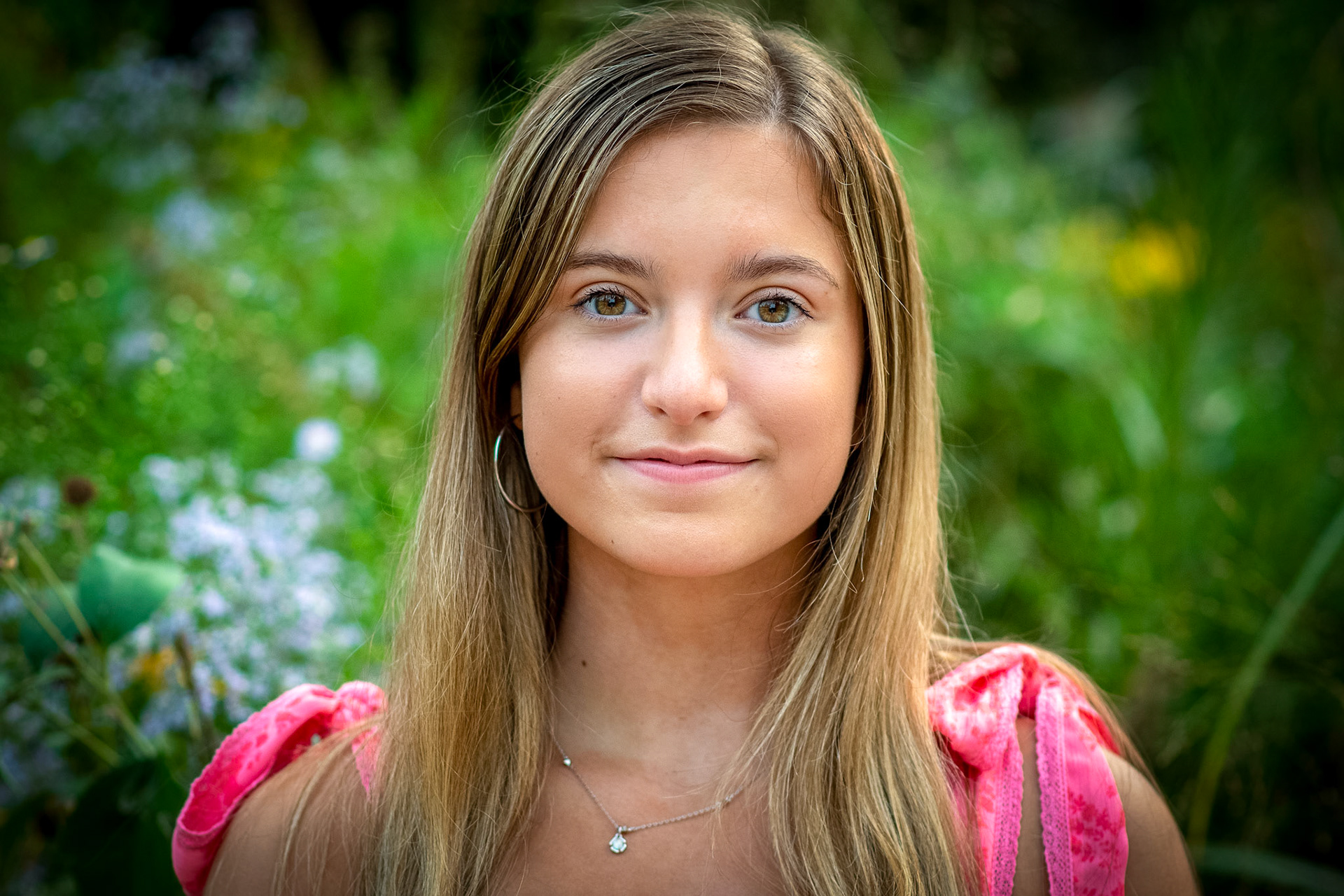 High school senior girl with beautiful eyes