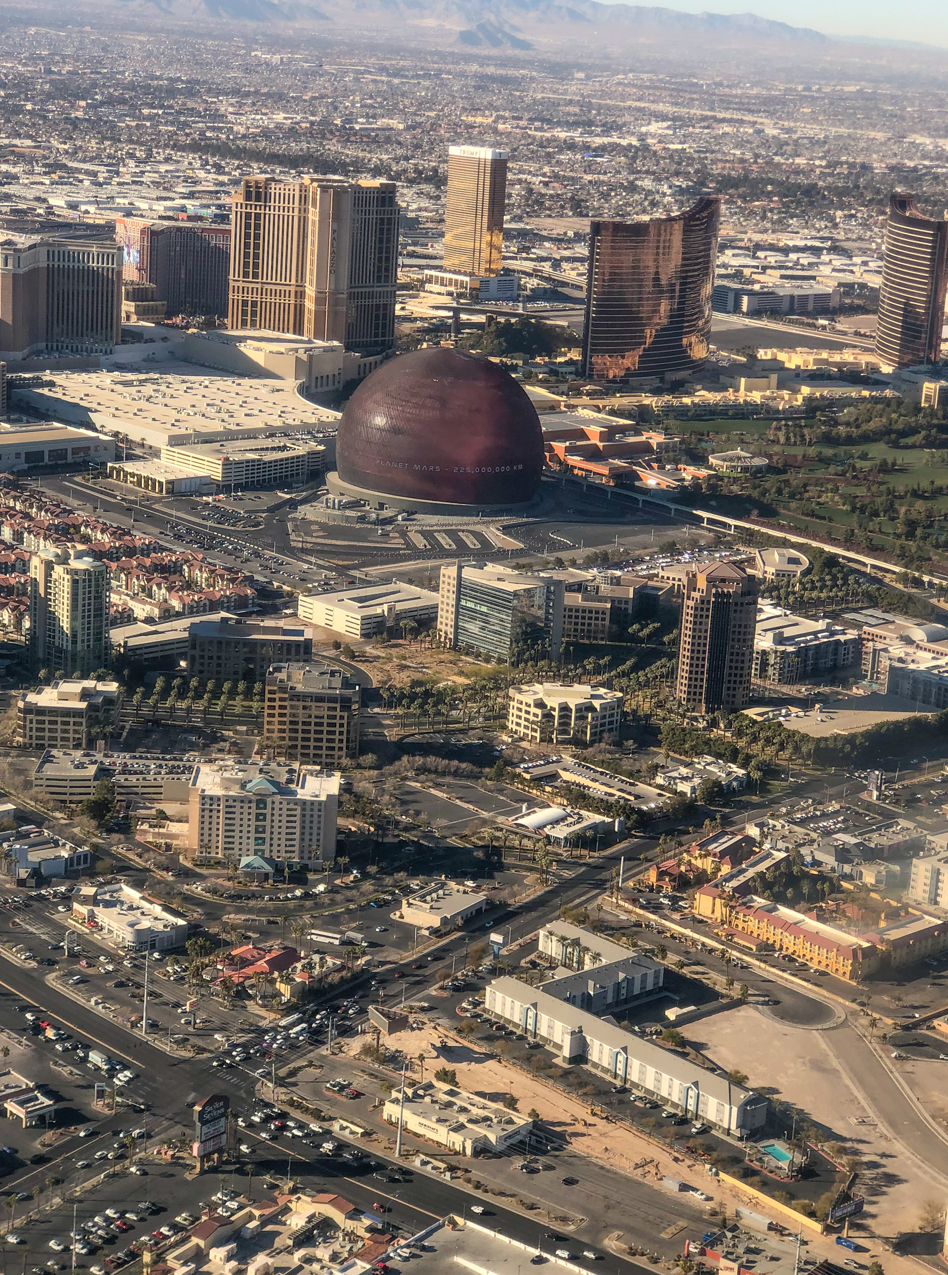 The Sphere in Las Vegas Aerial