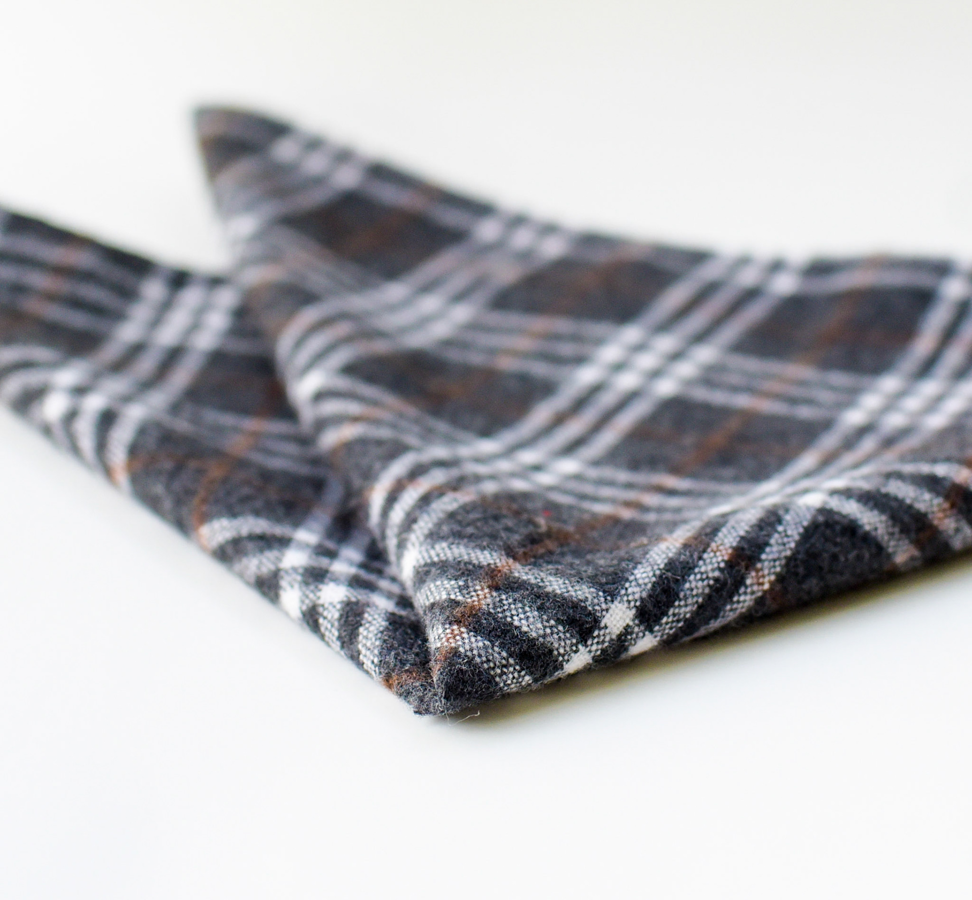 grey plaid dog scarf