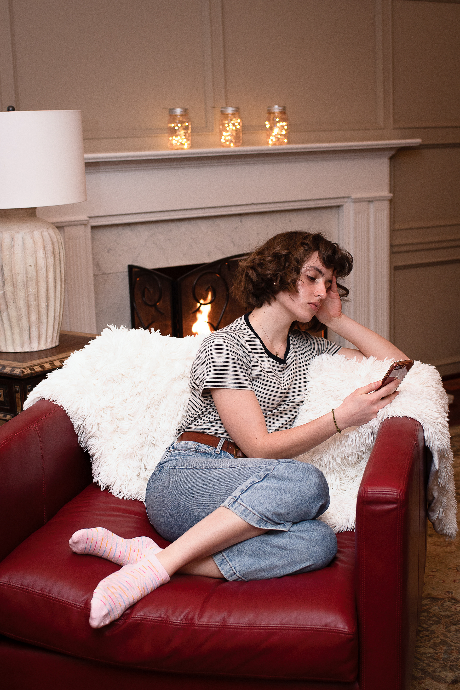 Woman relaxing with her phone