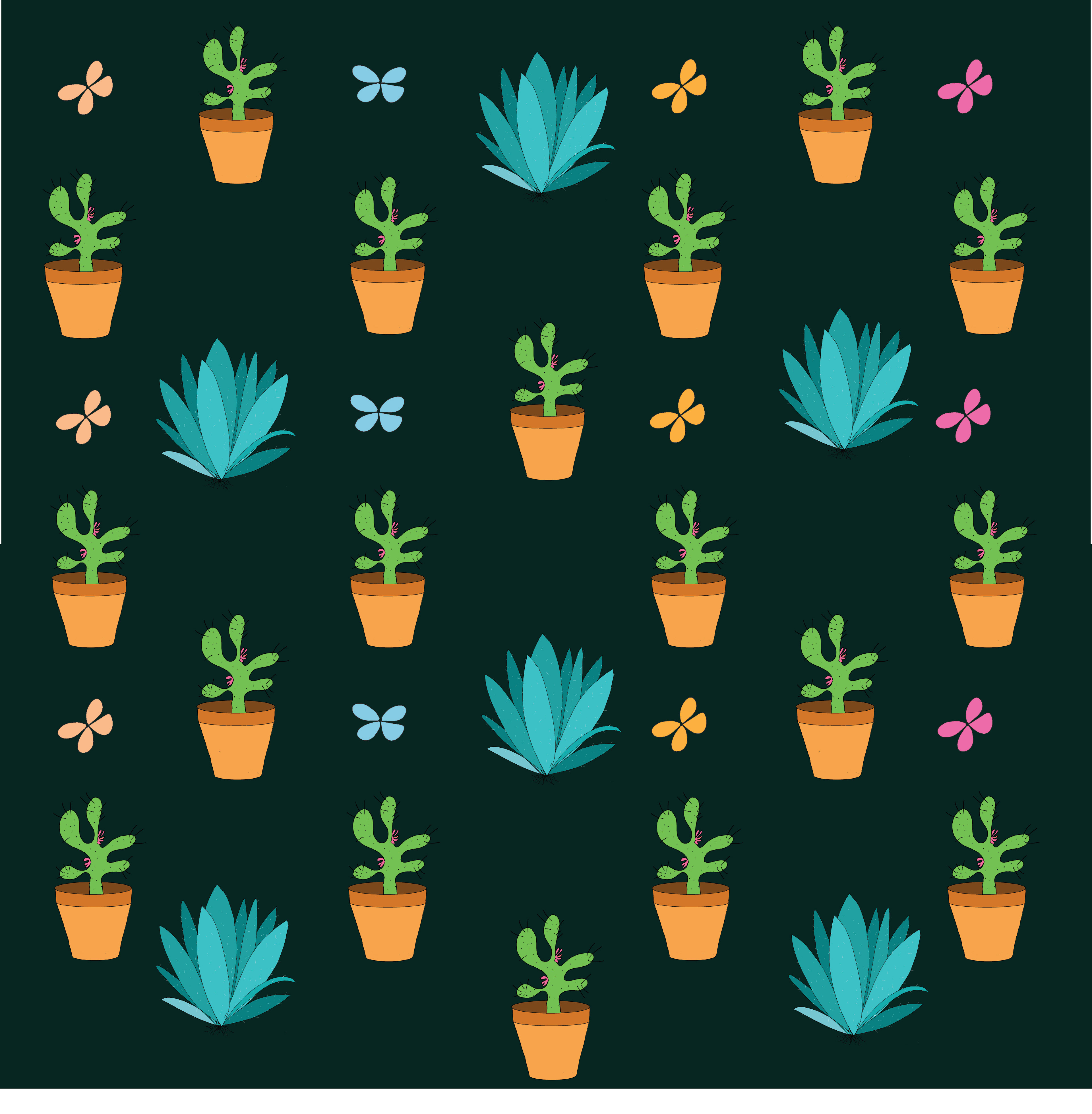 agave + cactus on dark green