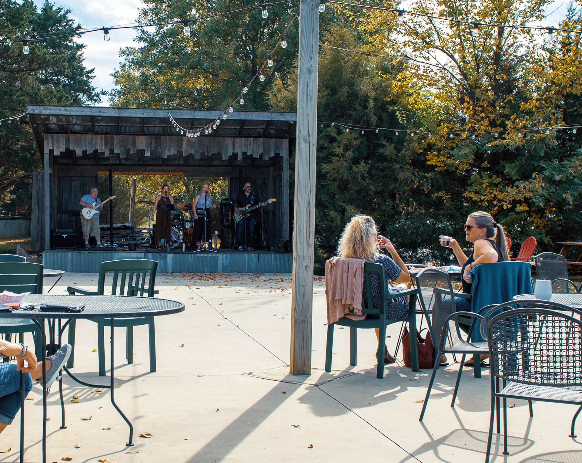 Ladies enjoy live music on the patio
