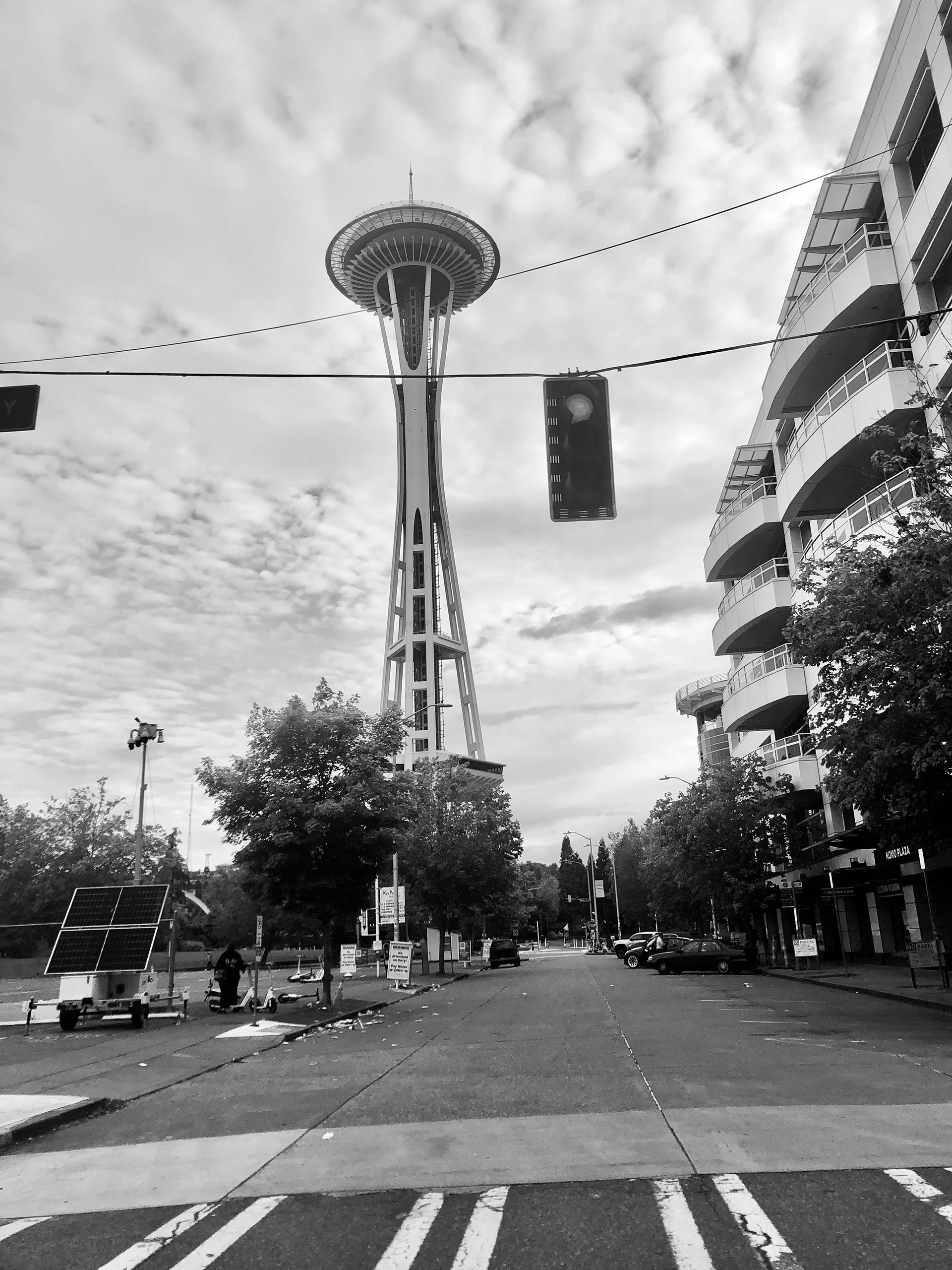 Space Needle in Seattle in black and white C 2024