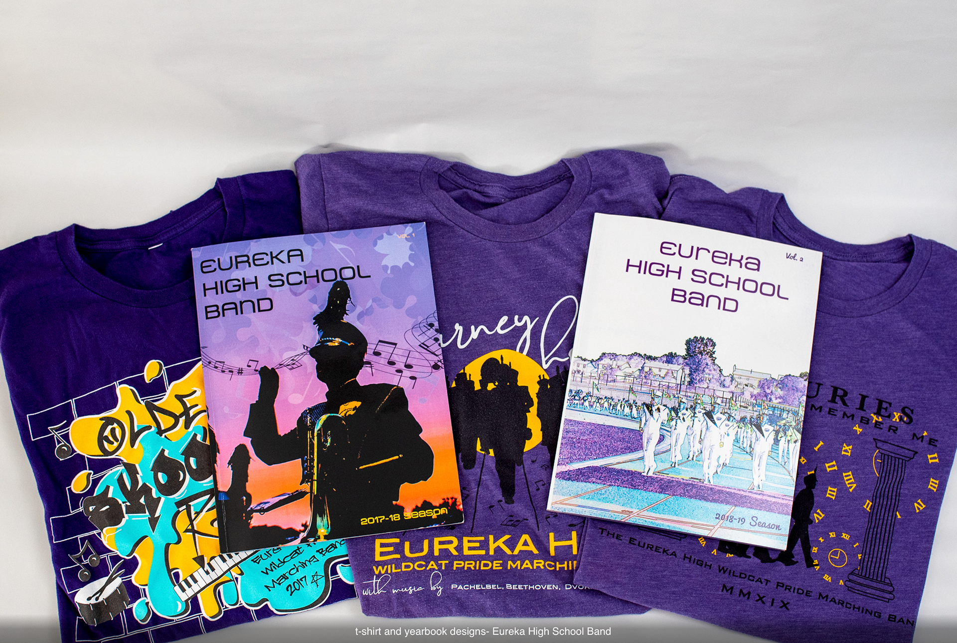 Three years of band shirts and yearbooks
