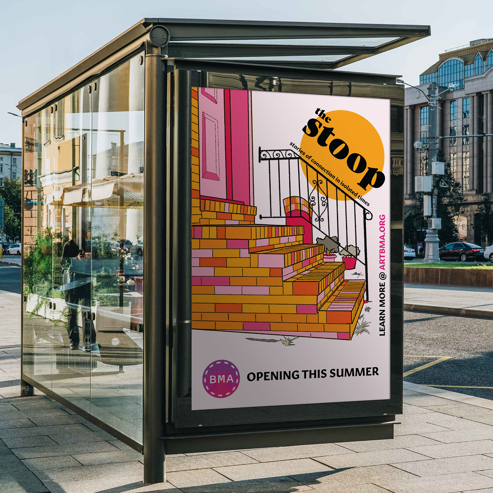 Bus stop advertisement mockup for exhibit