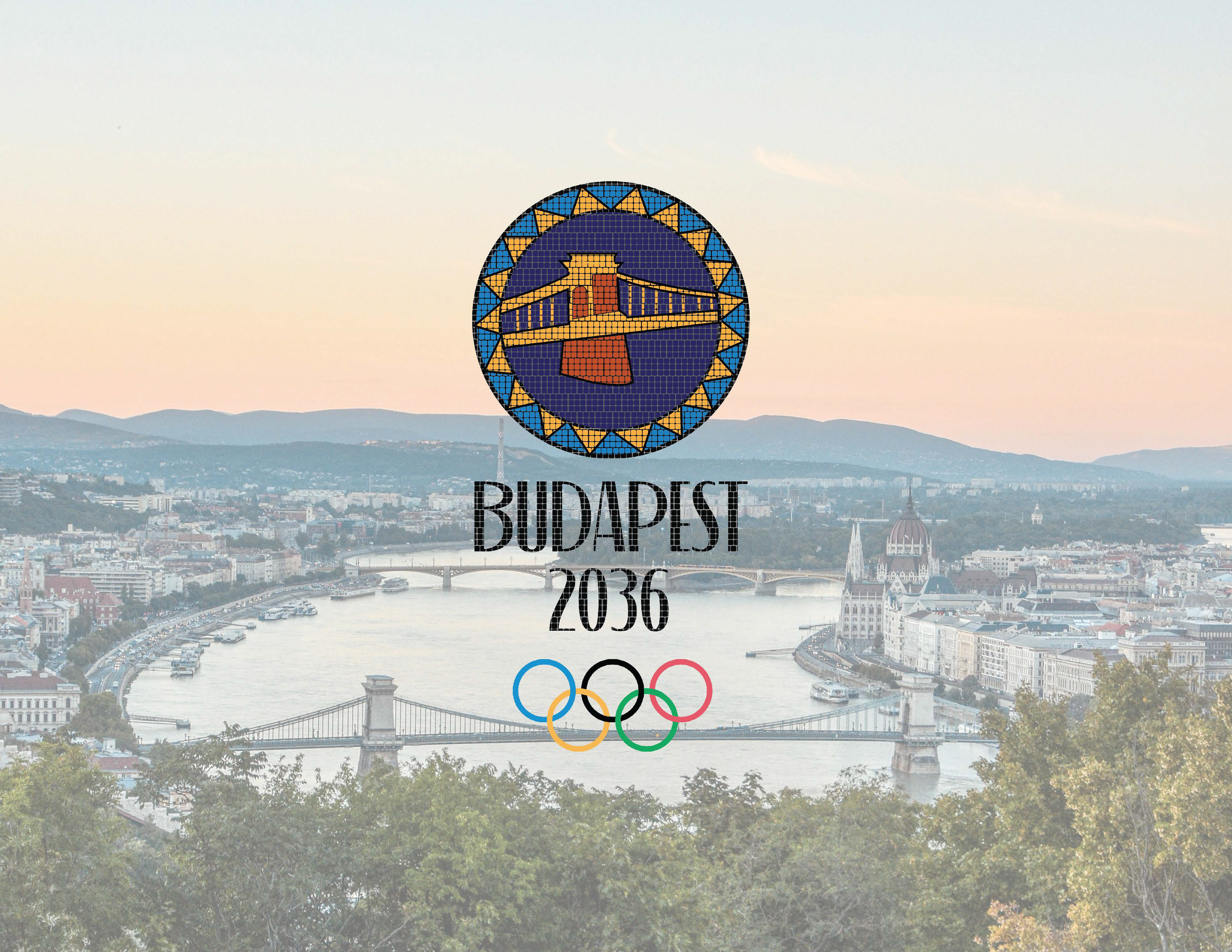 Budapest 2036 logo with photo of the city