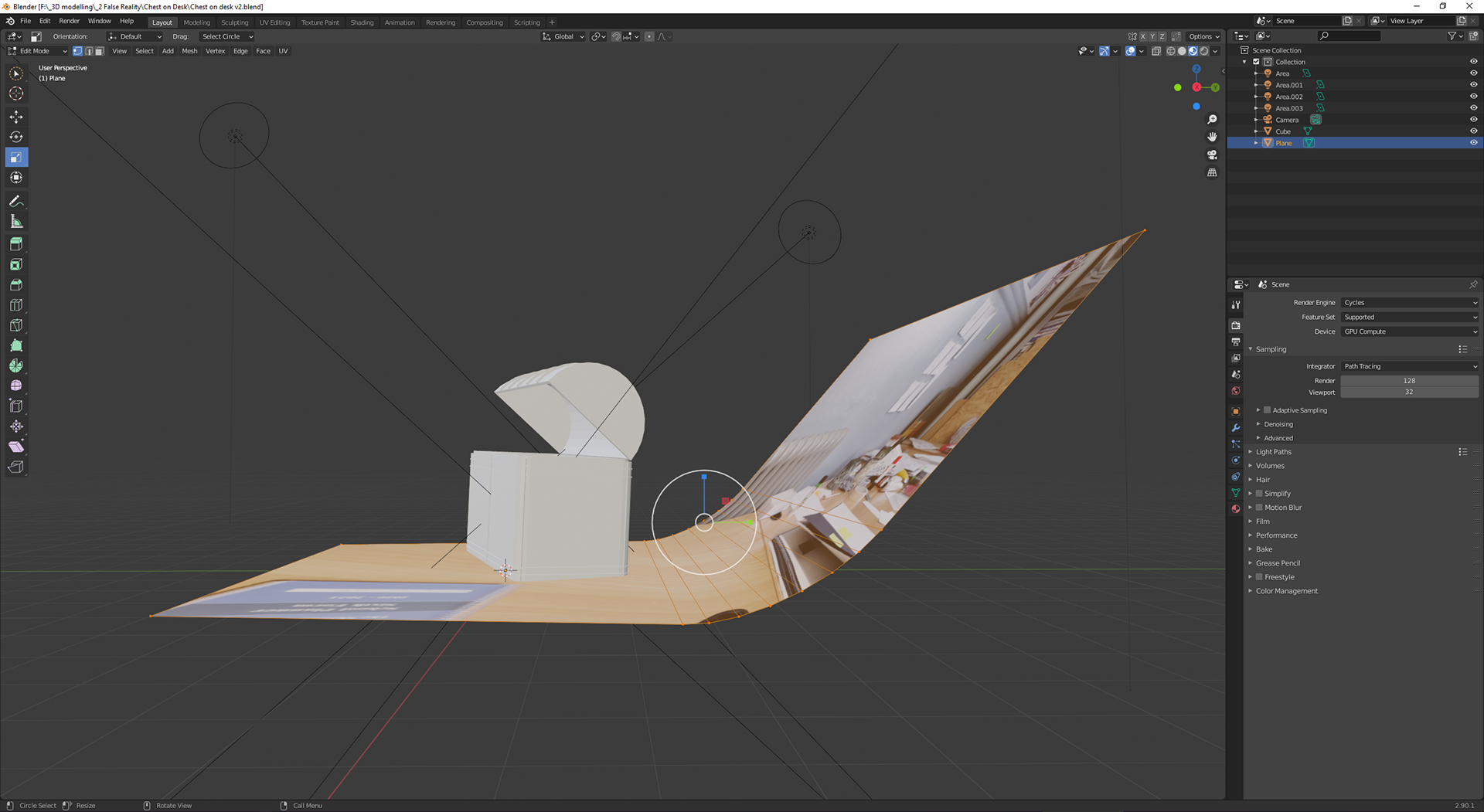 A side view showing the bent shaped required to match the prespective
