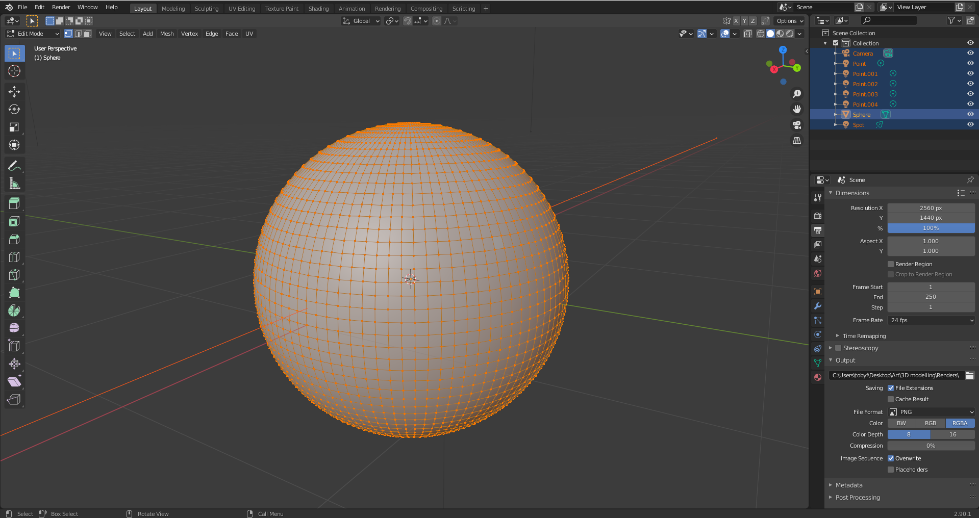 The basic sphere model it is based on with all the different polygons making it up (plus a smoothing filter on top to remove polygon edges)